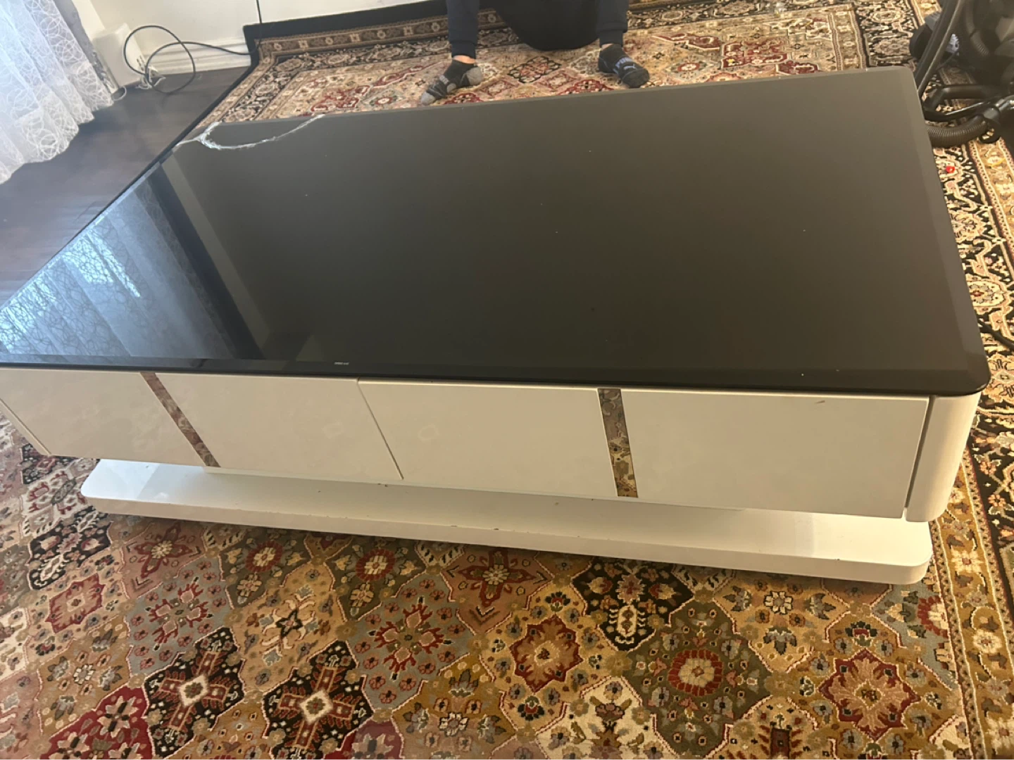 Modern Black & White Coffee Table with Storage Drawers - photo 4