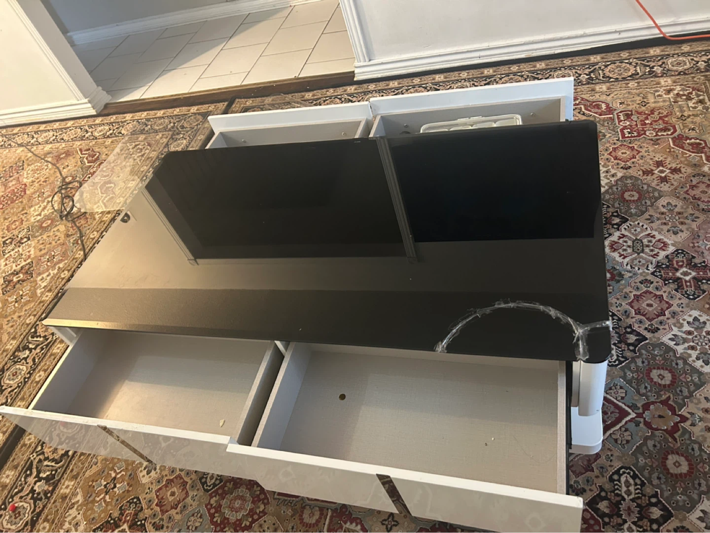 Modern Black & White Coffee Table with Storage Drawers - photo 3