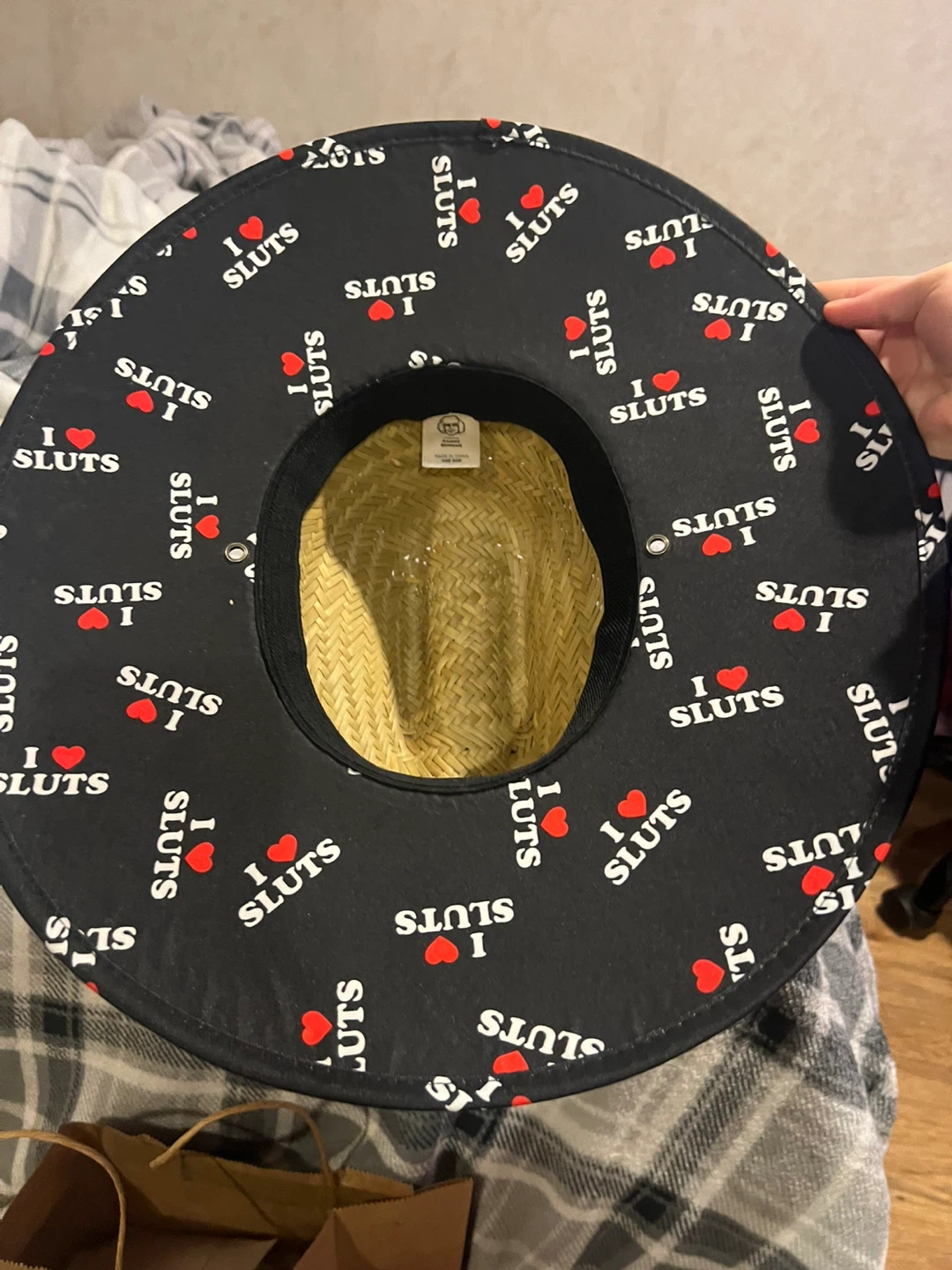 Danny Duncan "I Love Sluts" Straw Hat One Size - photo 2