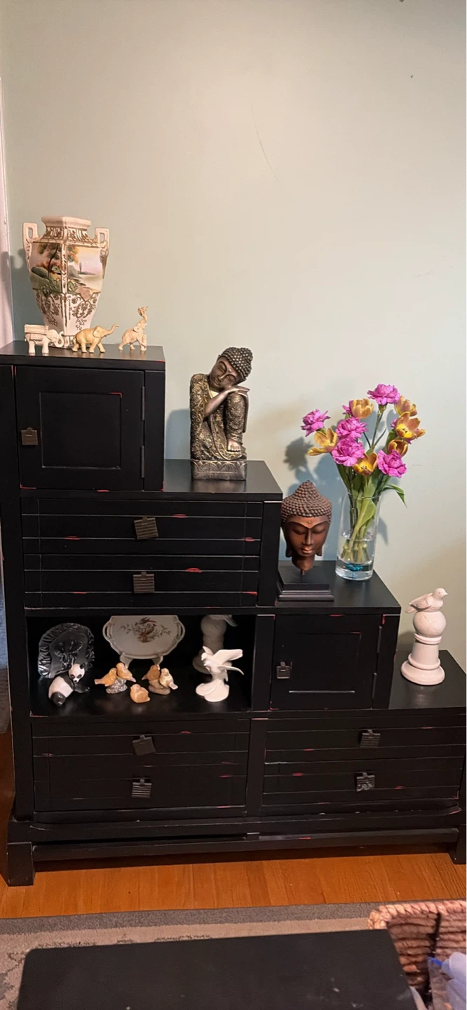 Tansu step chest cabinet