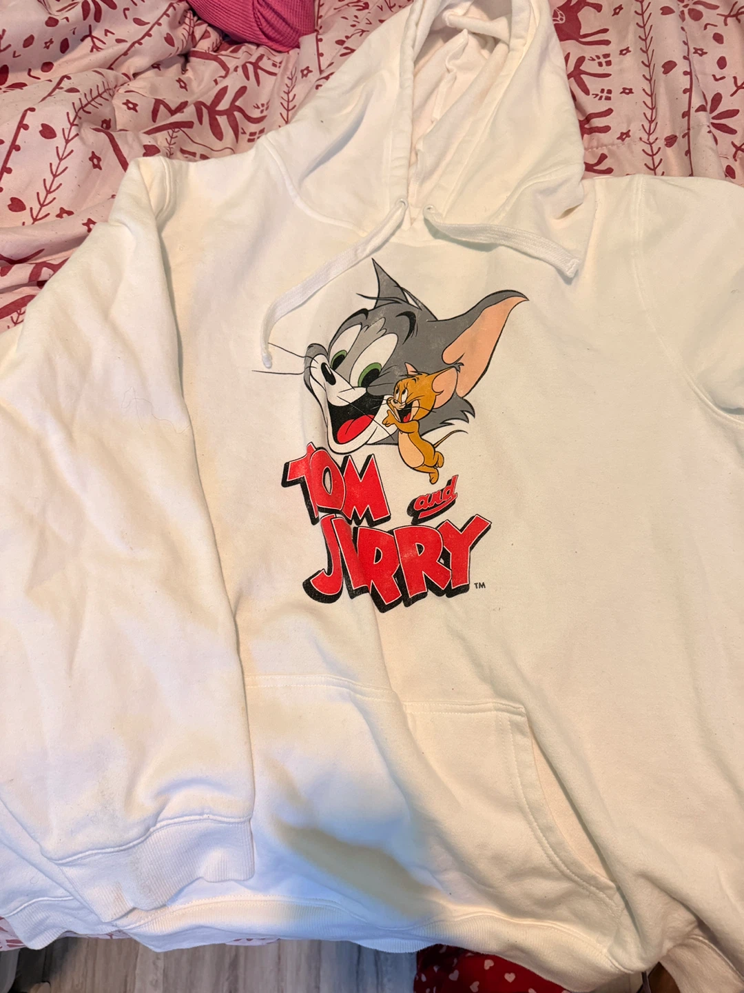 Tom and Jerry Graphic Hoodie - White - Size 2XL