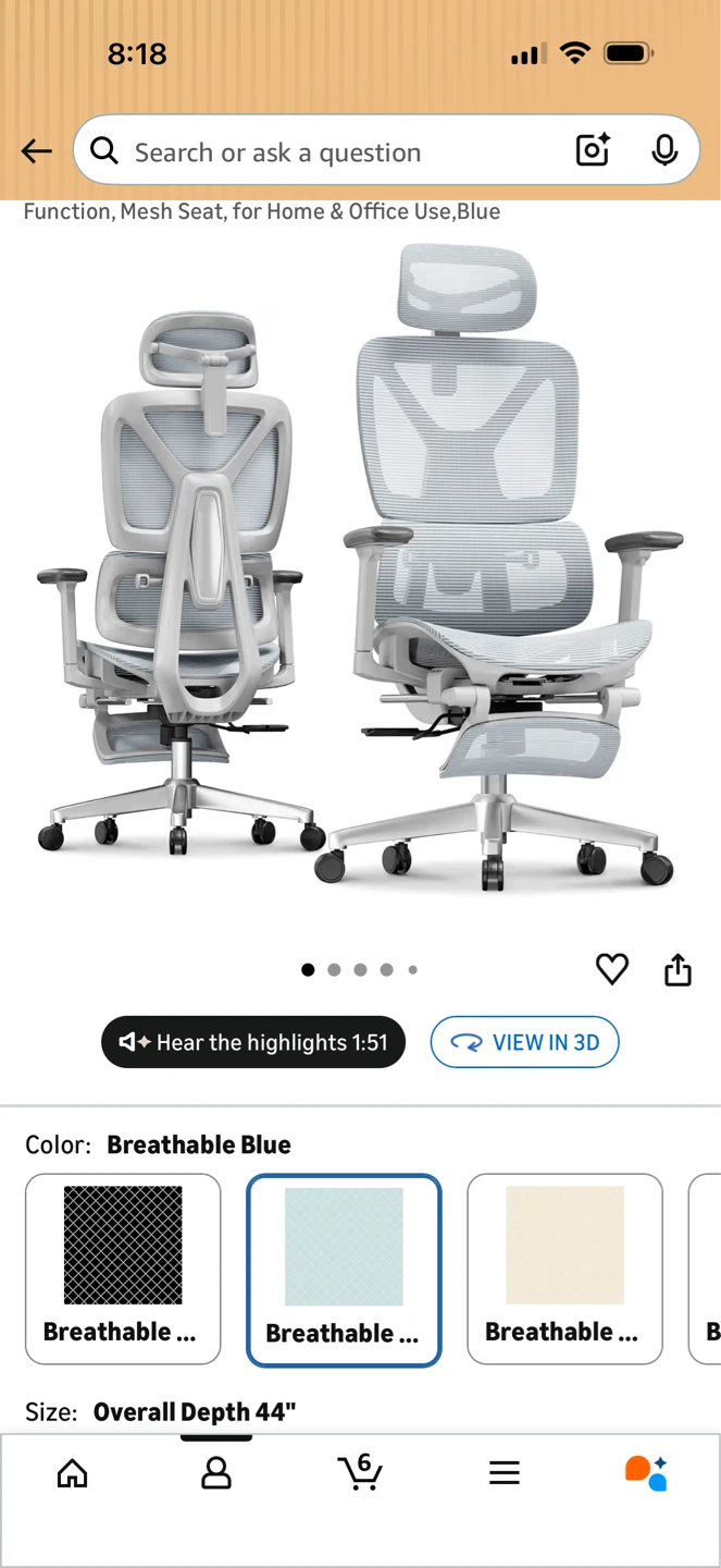 Ergonomic Mesh Office Chair - Breathable Blue