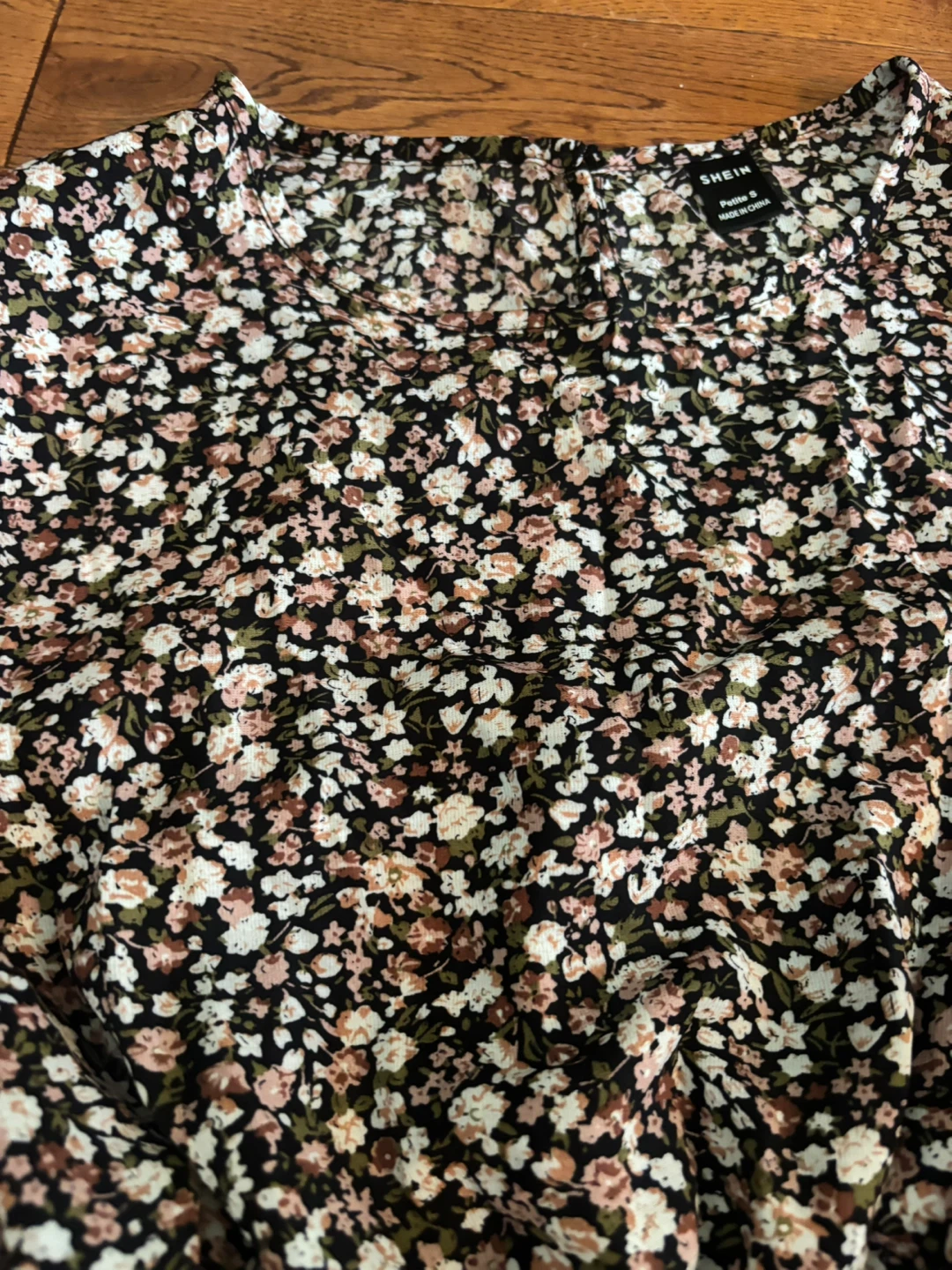 Floral Print Shirred Waist Long Sleeve Dress - photo 3