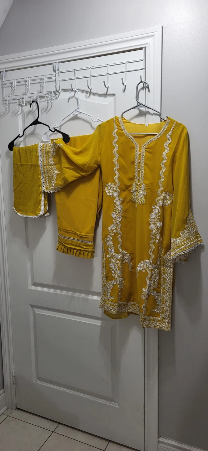 Yellow Embroidered Kurti with Pants and Dupatta Set - photo 3