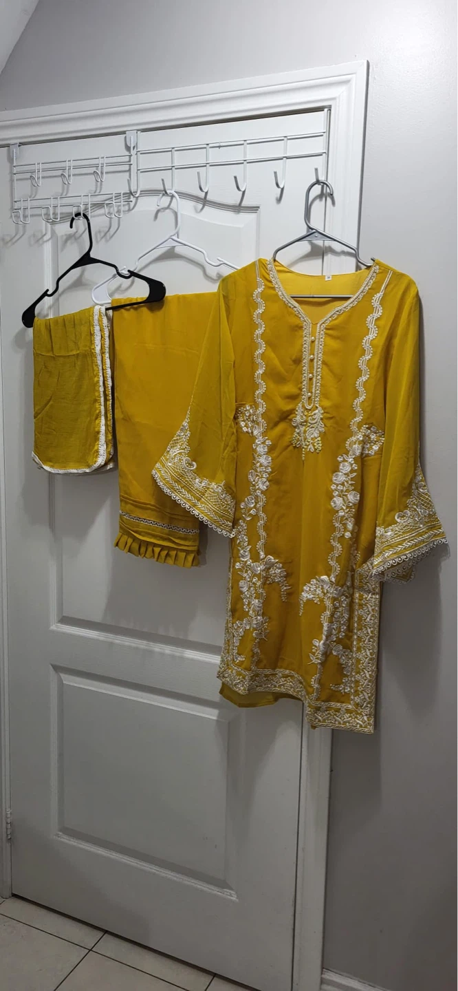 Yellow Embroidered Kurti with Pants and Dupatta Set - photo 2