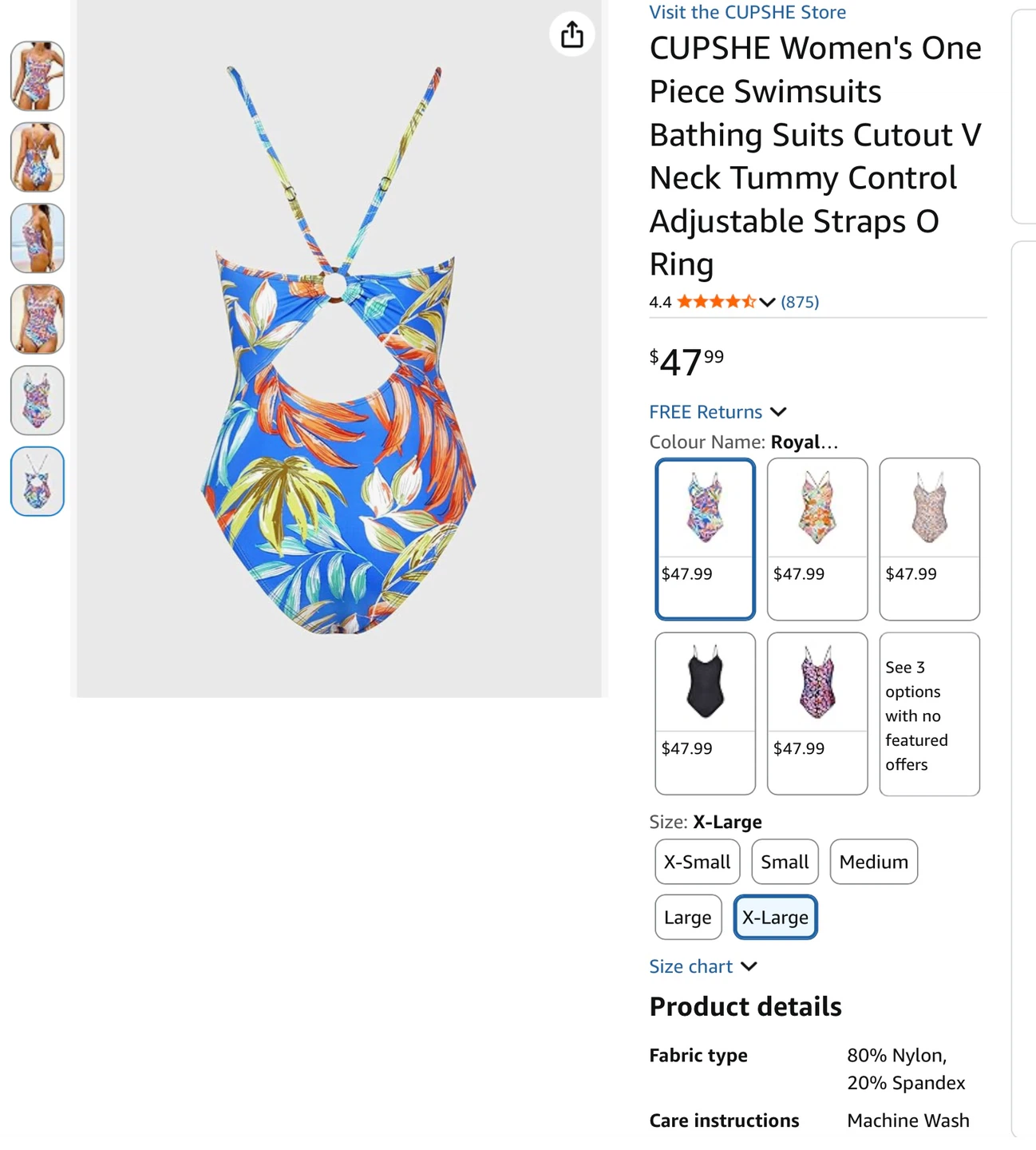 CUPSHÉ Women's One Piece Swimsuit X-Large Blue Floral - photo 5