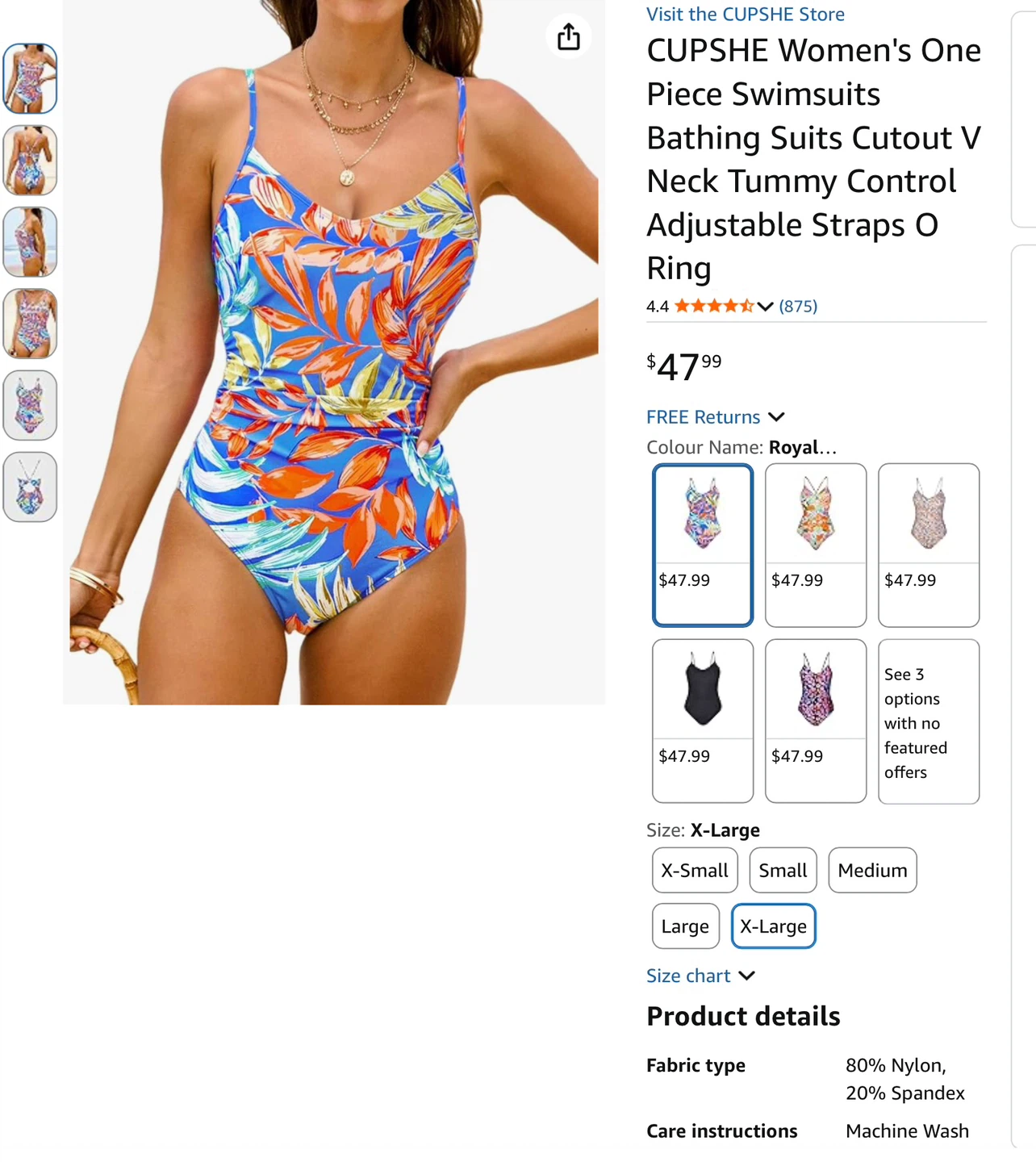 CUPSHÉ Women's One Piece Swimsuit X-Large Blue Floral - photo 3