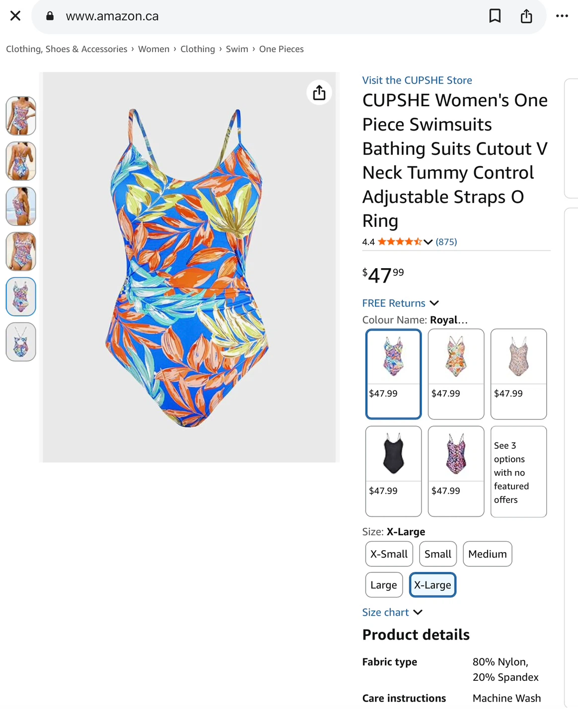 CUPSHÉ Women's One Piece Swimsuit X-Large Blue Floral - photo 4