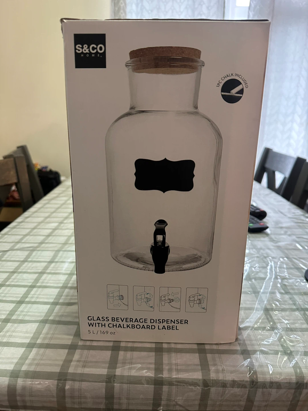 S&CO Home Glass Beverage Dispenser with Chalkboard Label - photo 2