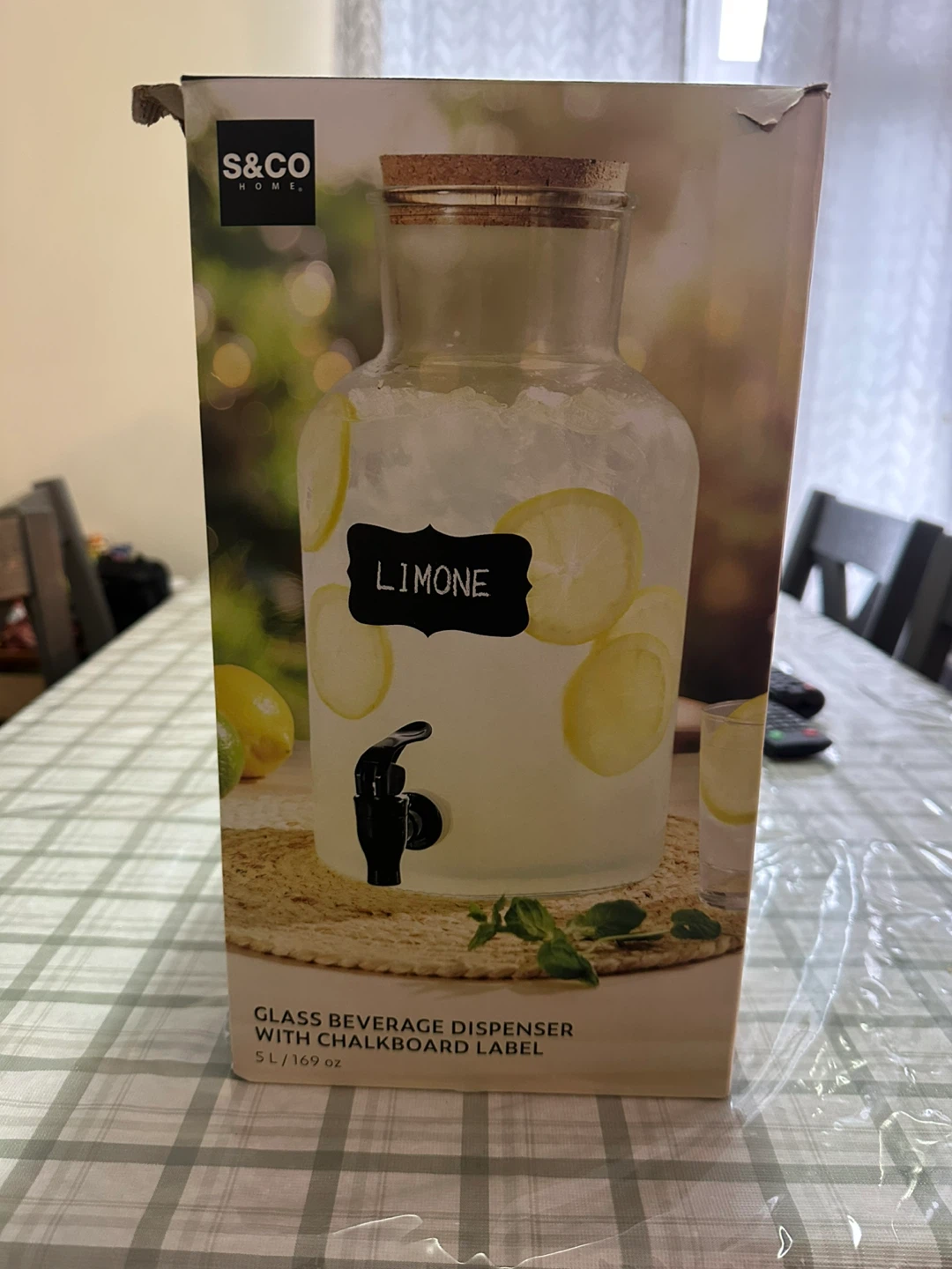 S&CO Home Glass Beverage Dispenser with Chalkboard Label - photo 3