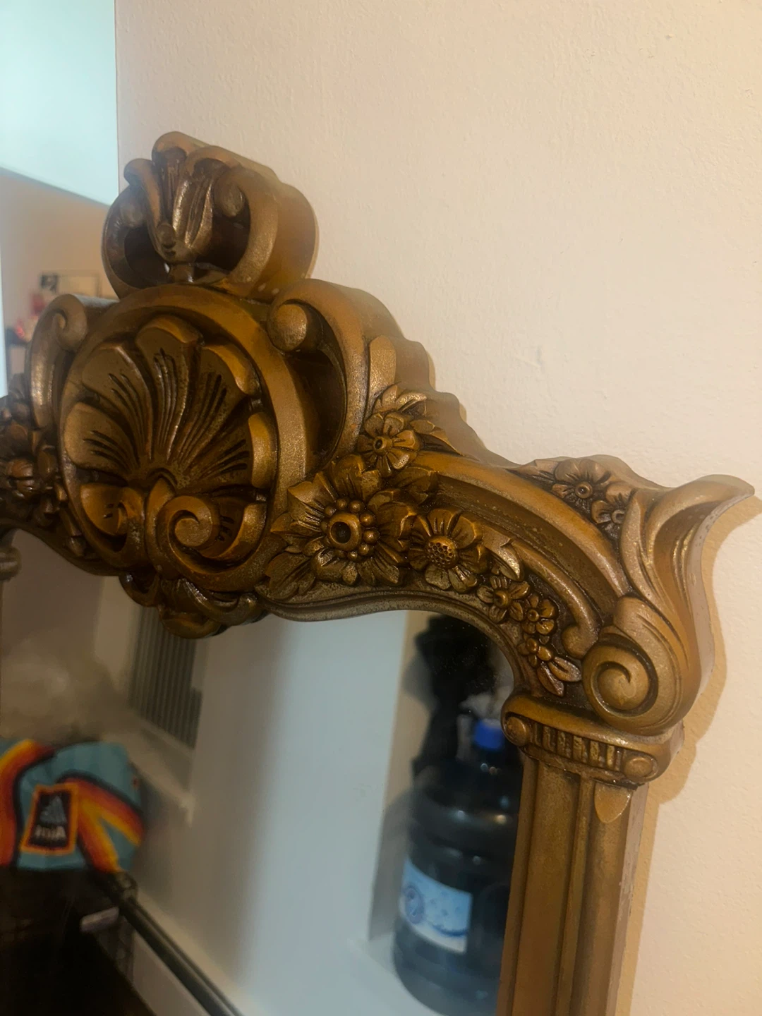 VINTAGE Ornate Gold Carved Floor Mirror - photo 3