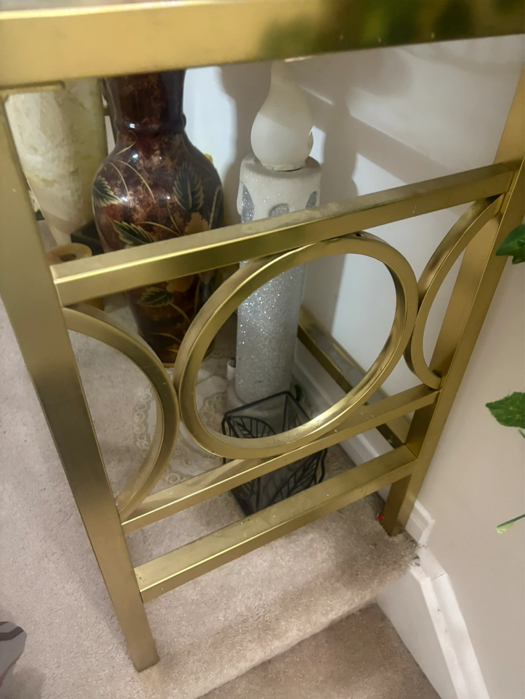 Gold Metal Glass Console Table - photo 4