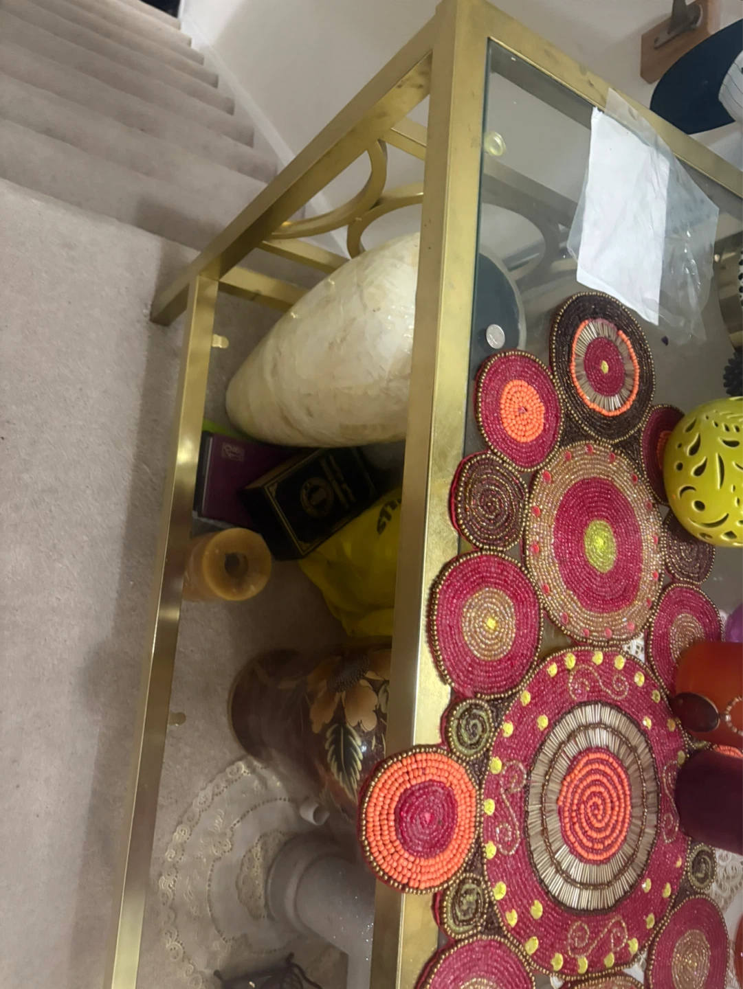Gold Metal Glass Console Table - photo 2