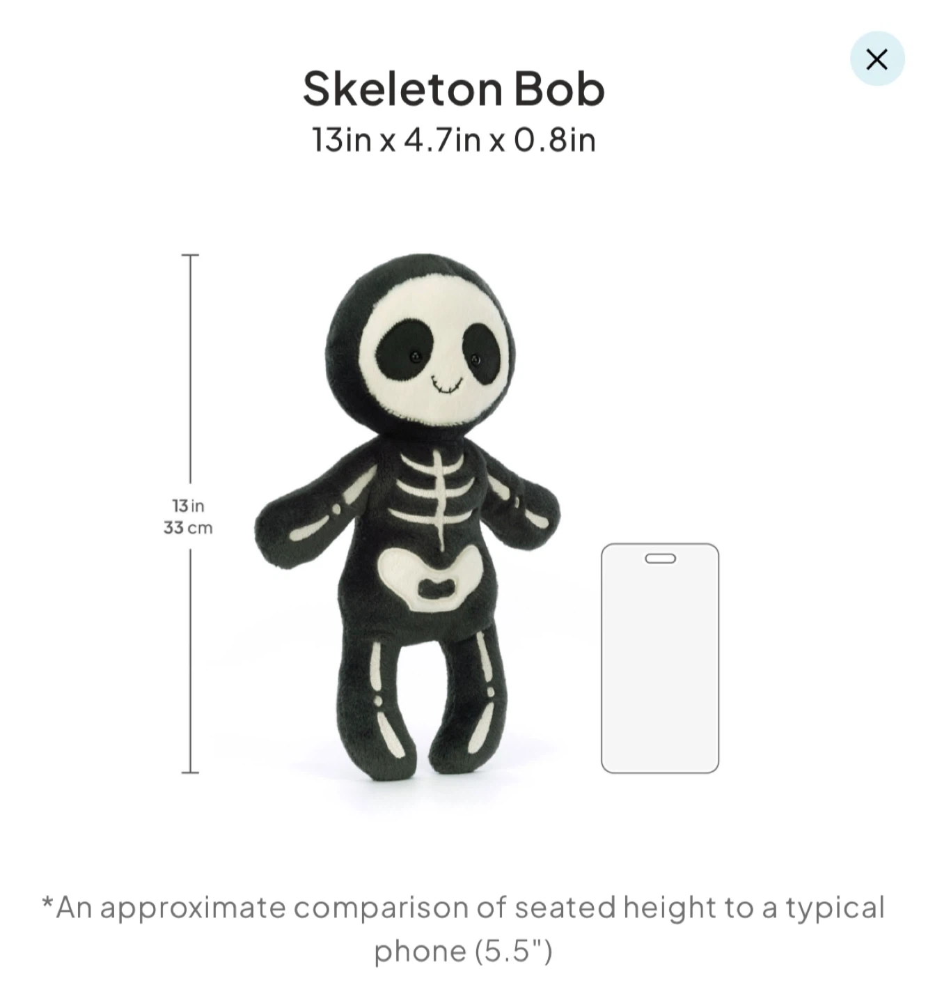 Jellycat Skeleton Bob Plush Toy - photo 5