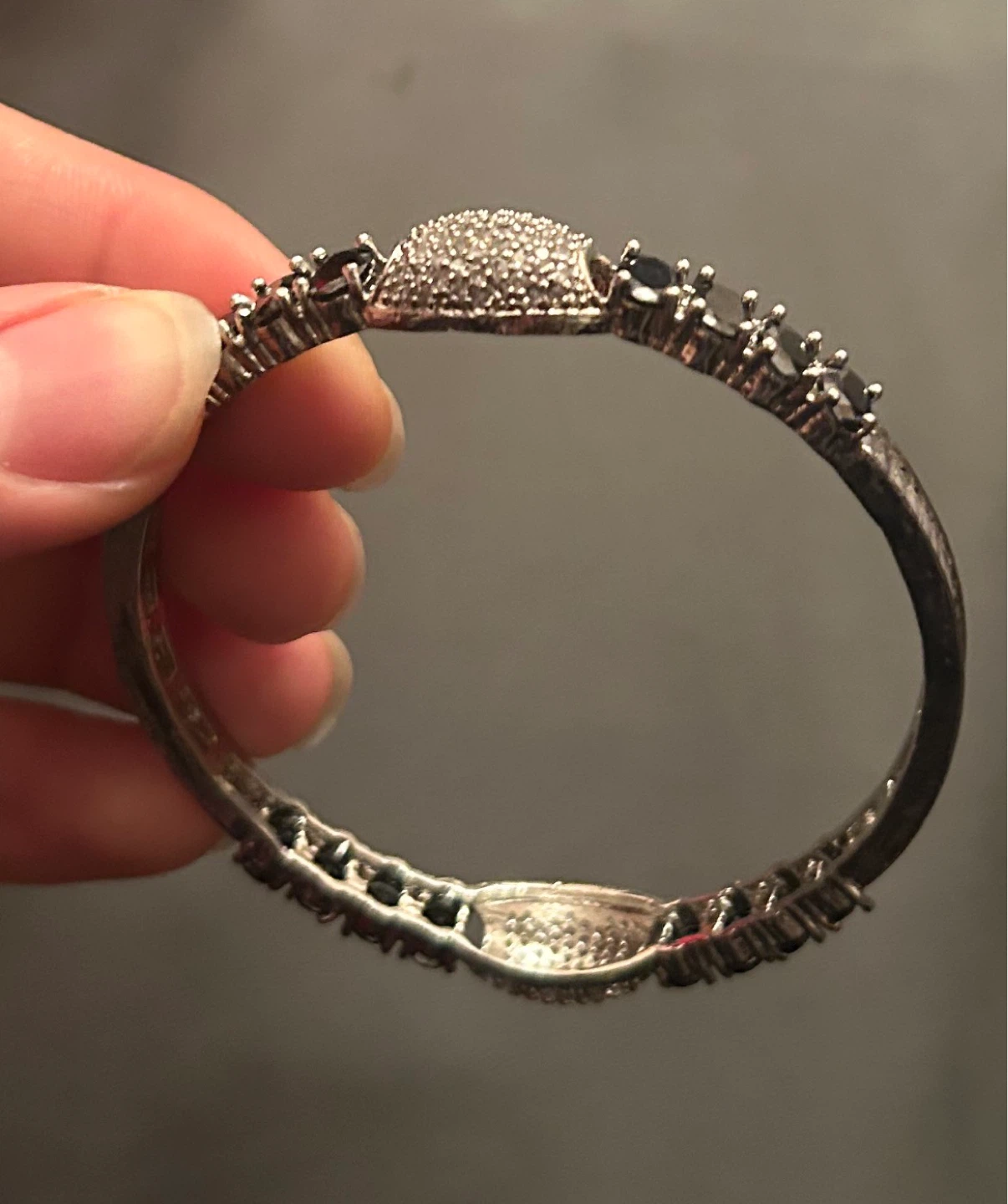 Sparkling Bangle Bracelet with Dark Stones