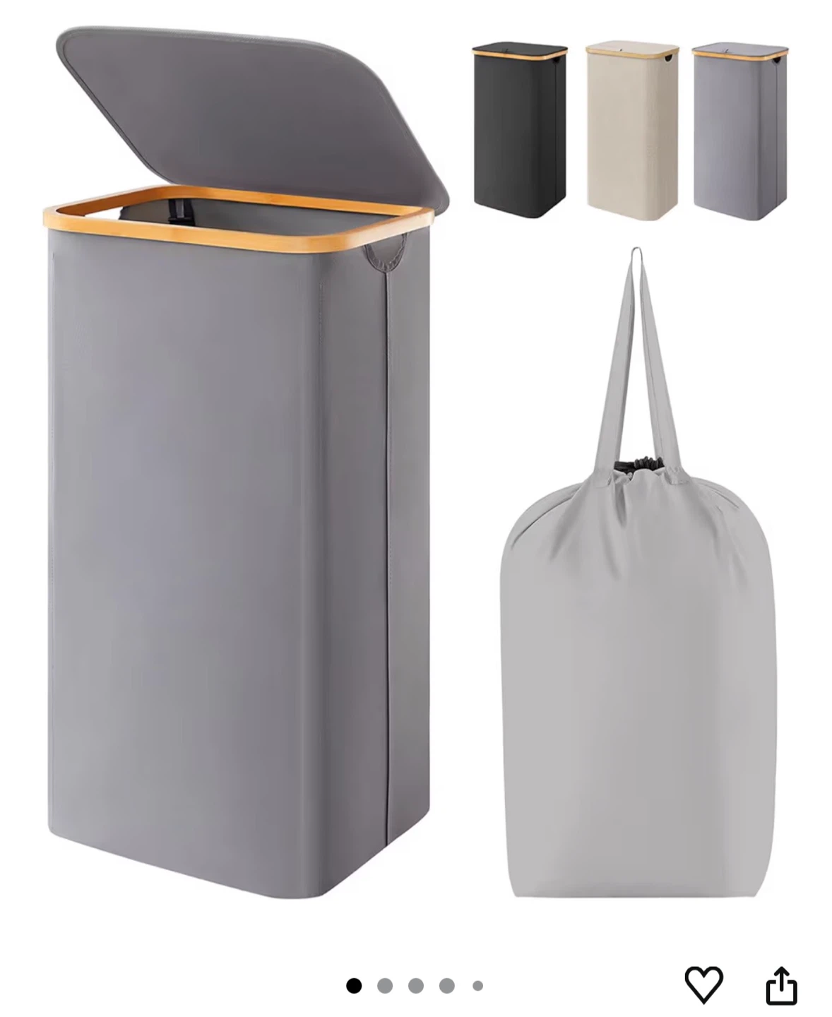 Laundry Hamper with Bamboo Rim