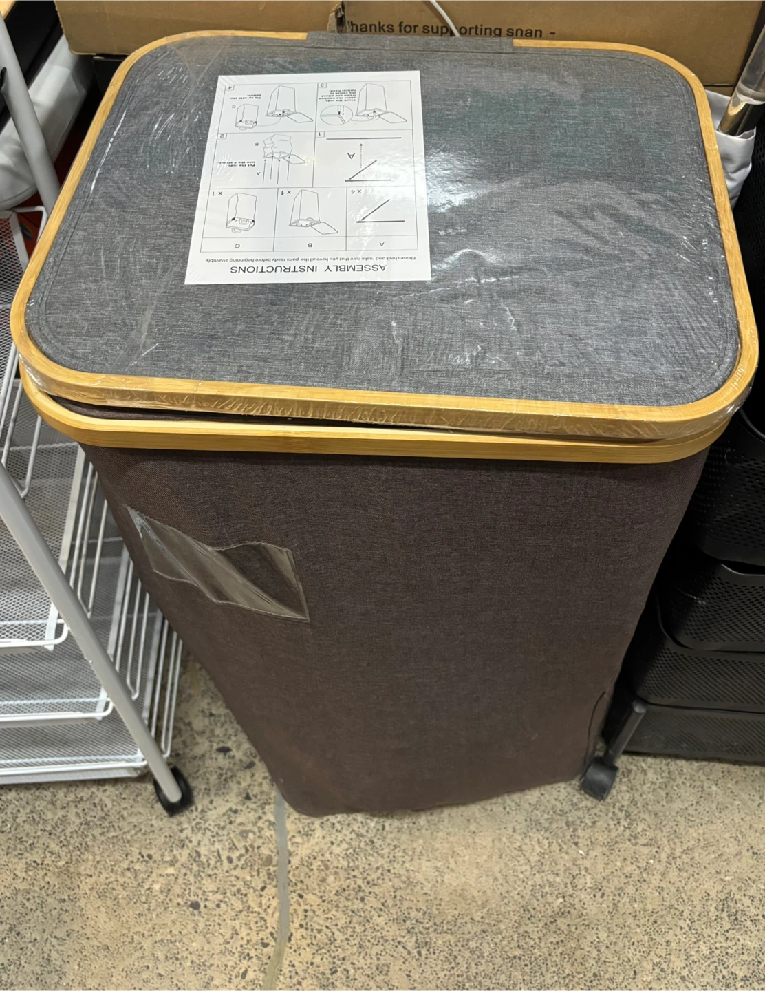 Laundry Hamper with Bamboo Rim - photo 2