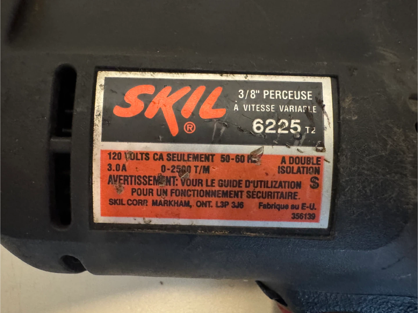 SKIL 3/8" Variable Speed Drill - Model 6225 T2 - photo 2