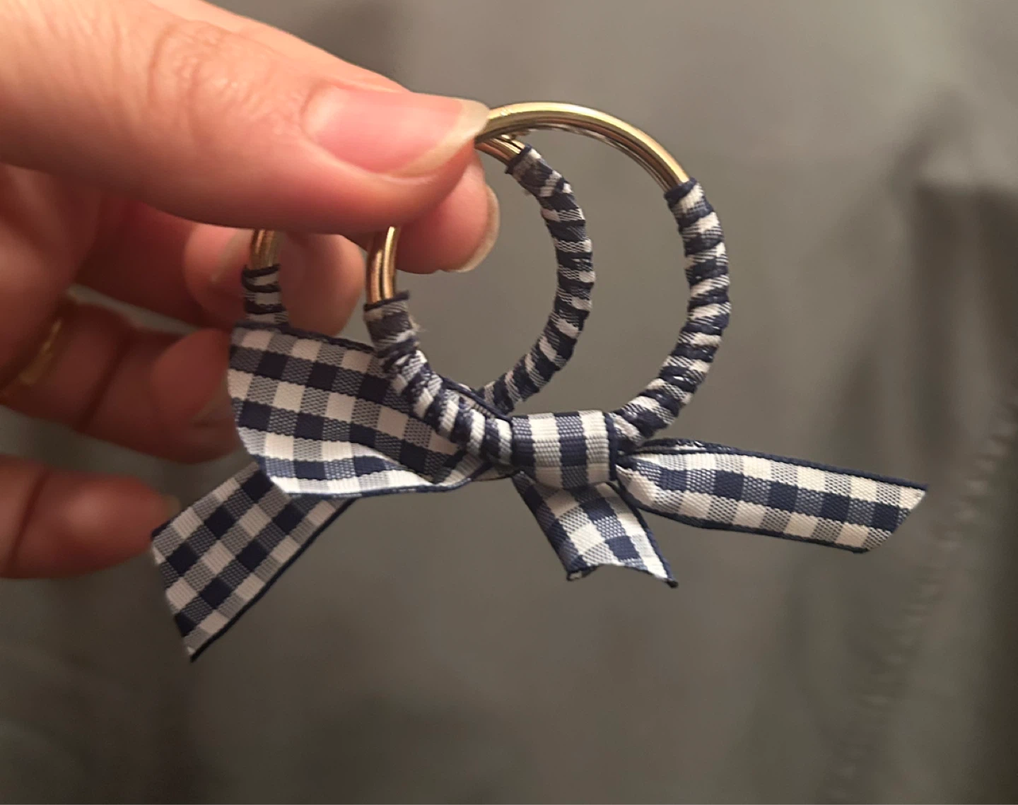 Gingham Ribbon Hoop Earrings with Bows