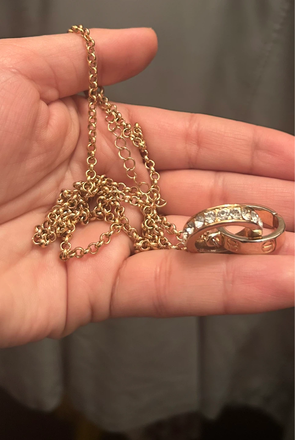 Gold Tone Love ❤️ Necklace with Crystal Accents