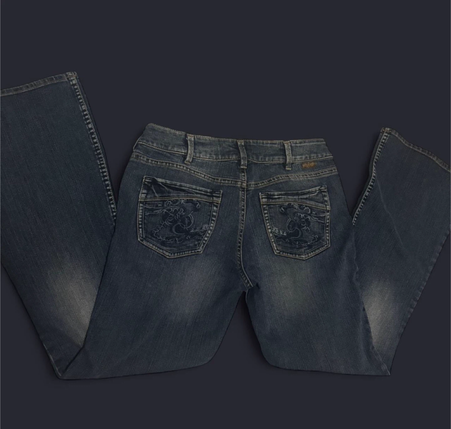 Silver co Dark wash floral embroidered low rise jeans - photo 2