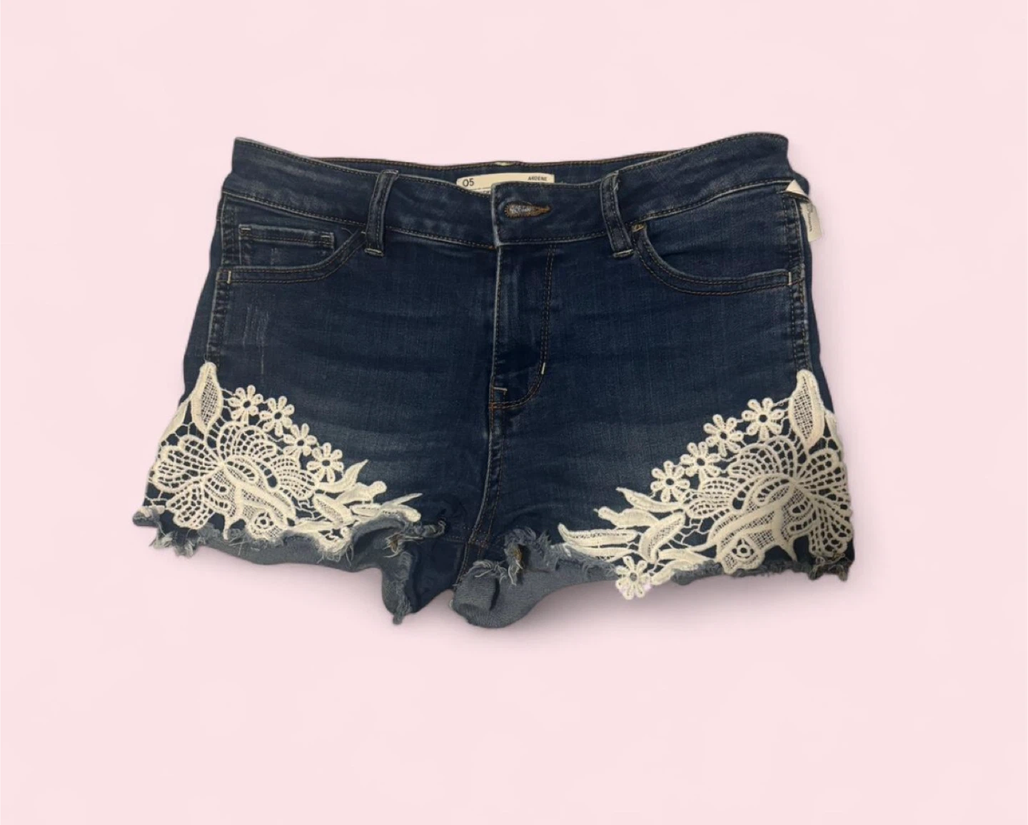 Vintage Lace Trim Denim Shorts