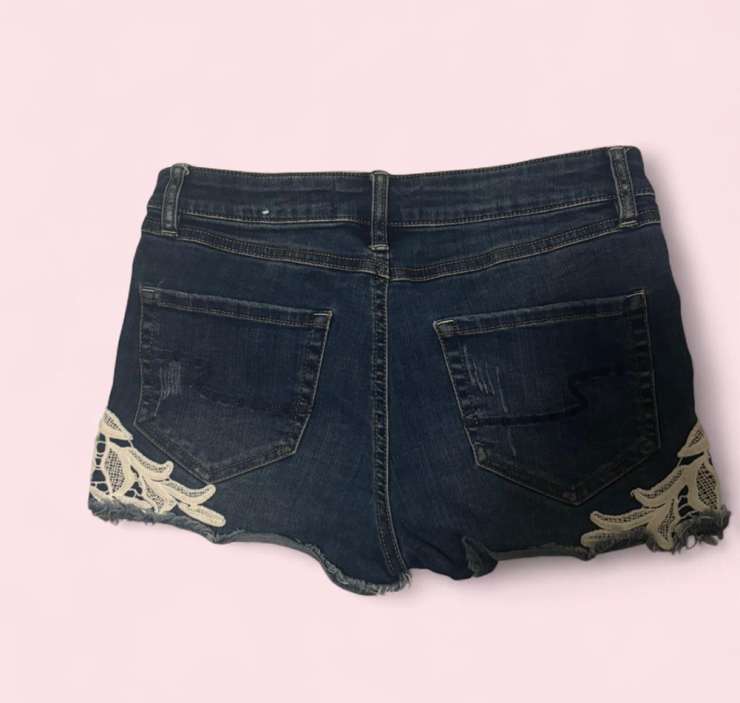 Vintage Lace Trim Denim Shorts - photo 2