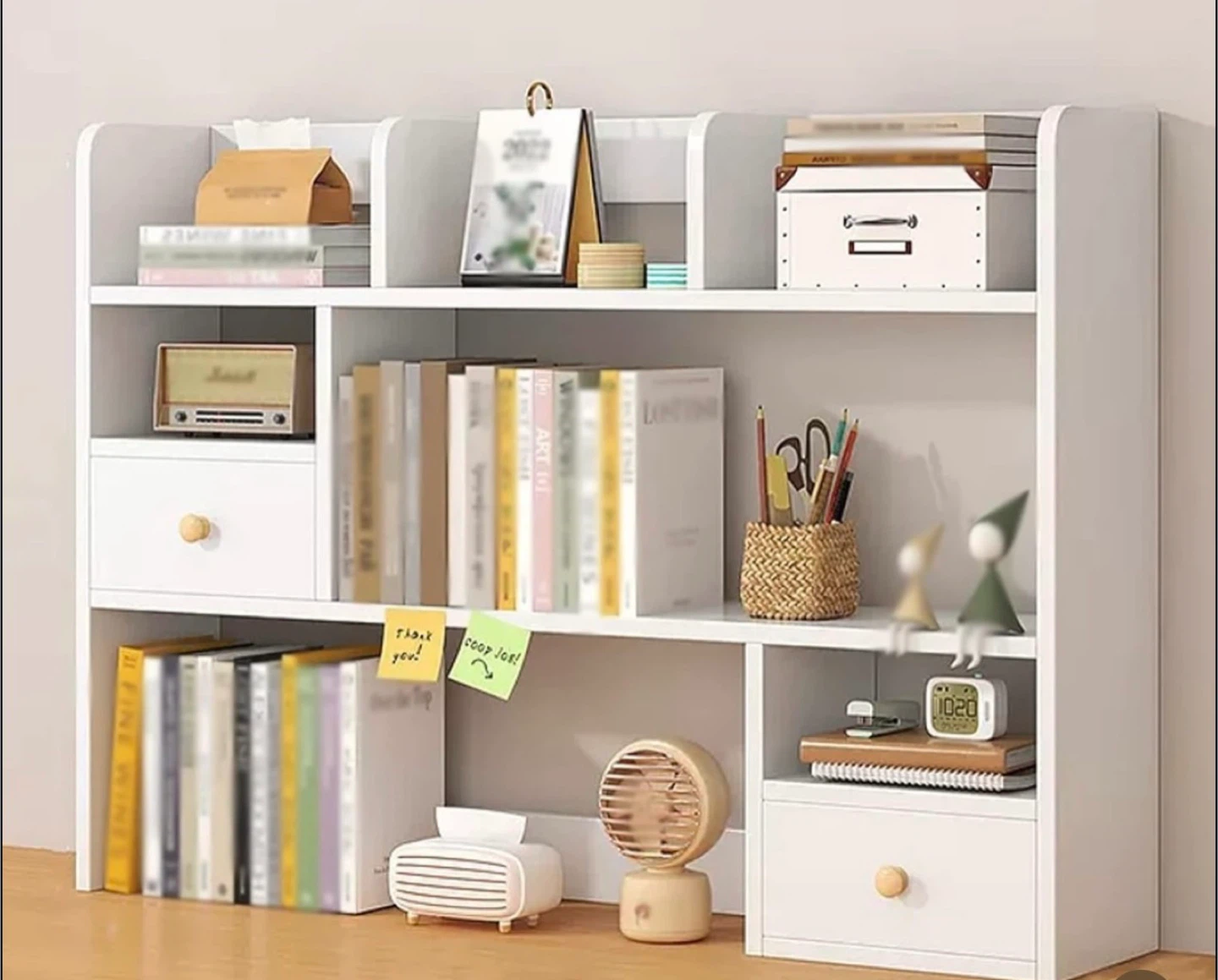 Wood Desk Organizer with Shelves and Drawer