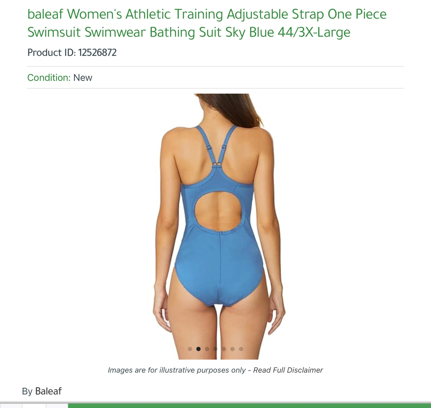 Baleaf Women's Athletic Training Swimsuit Sky Blue Large - photo 2