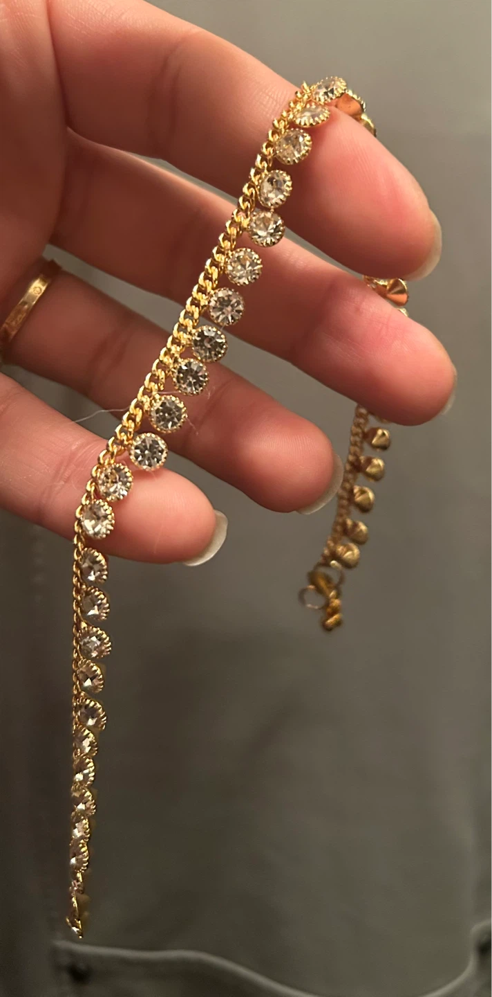 Gold Tone ankle  Bracelet with Rhinestones