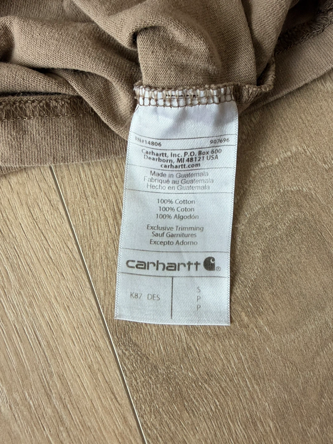Carhartt Light Brown Loose Fit T-Shirt - Size S - photo 5