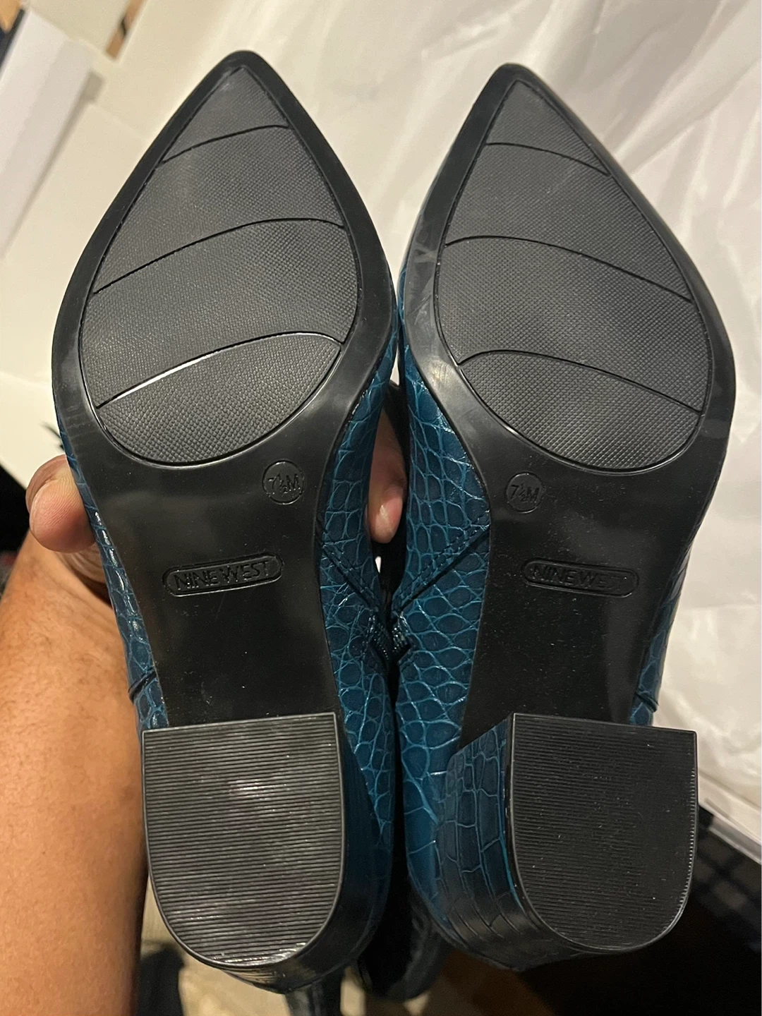 Nine West Teal Croc Embossed Knee-High Boots Size 7M - photo 5