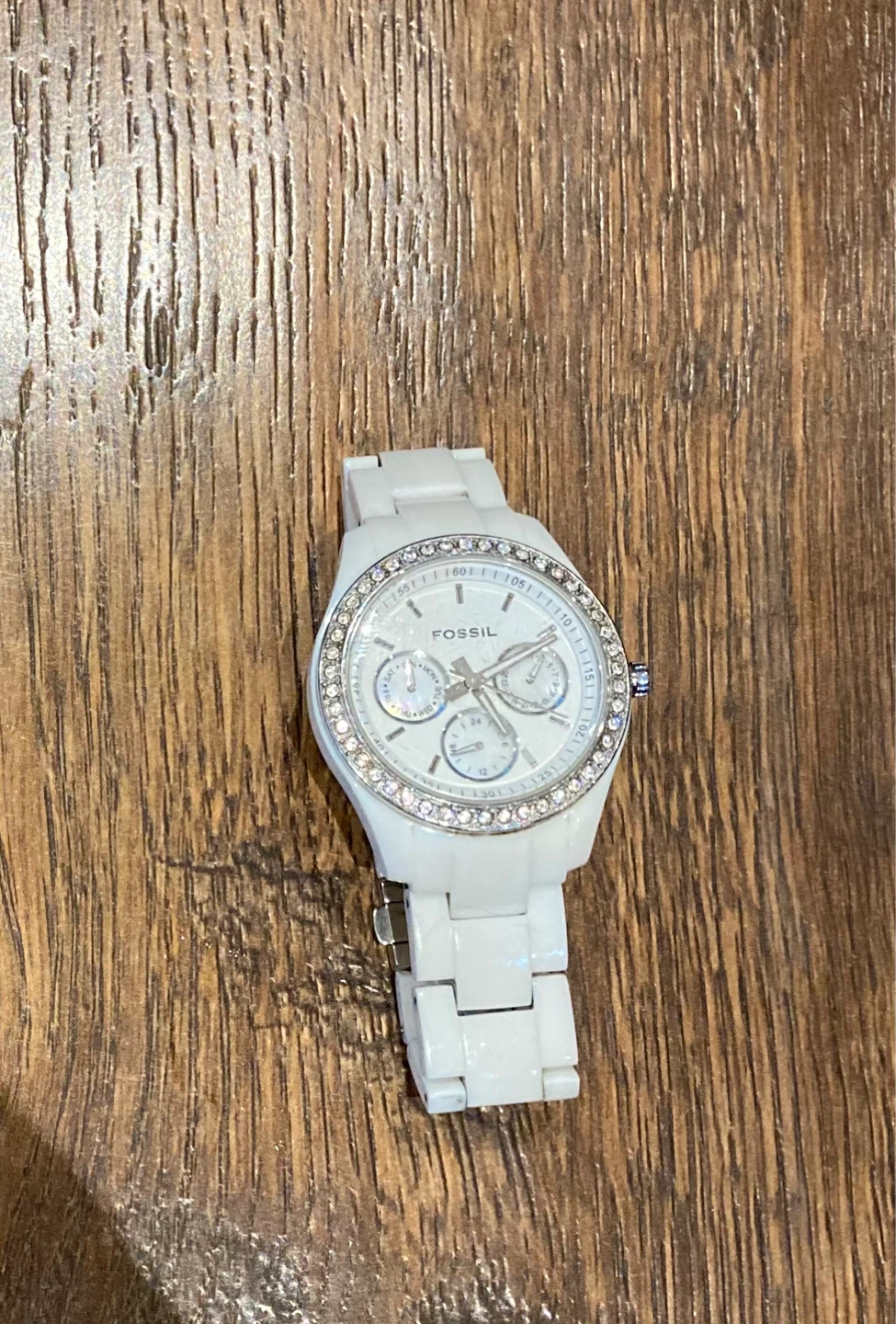 Fossil White Ceramic Watch with Crystal Bezel - photo 2