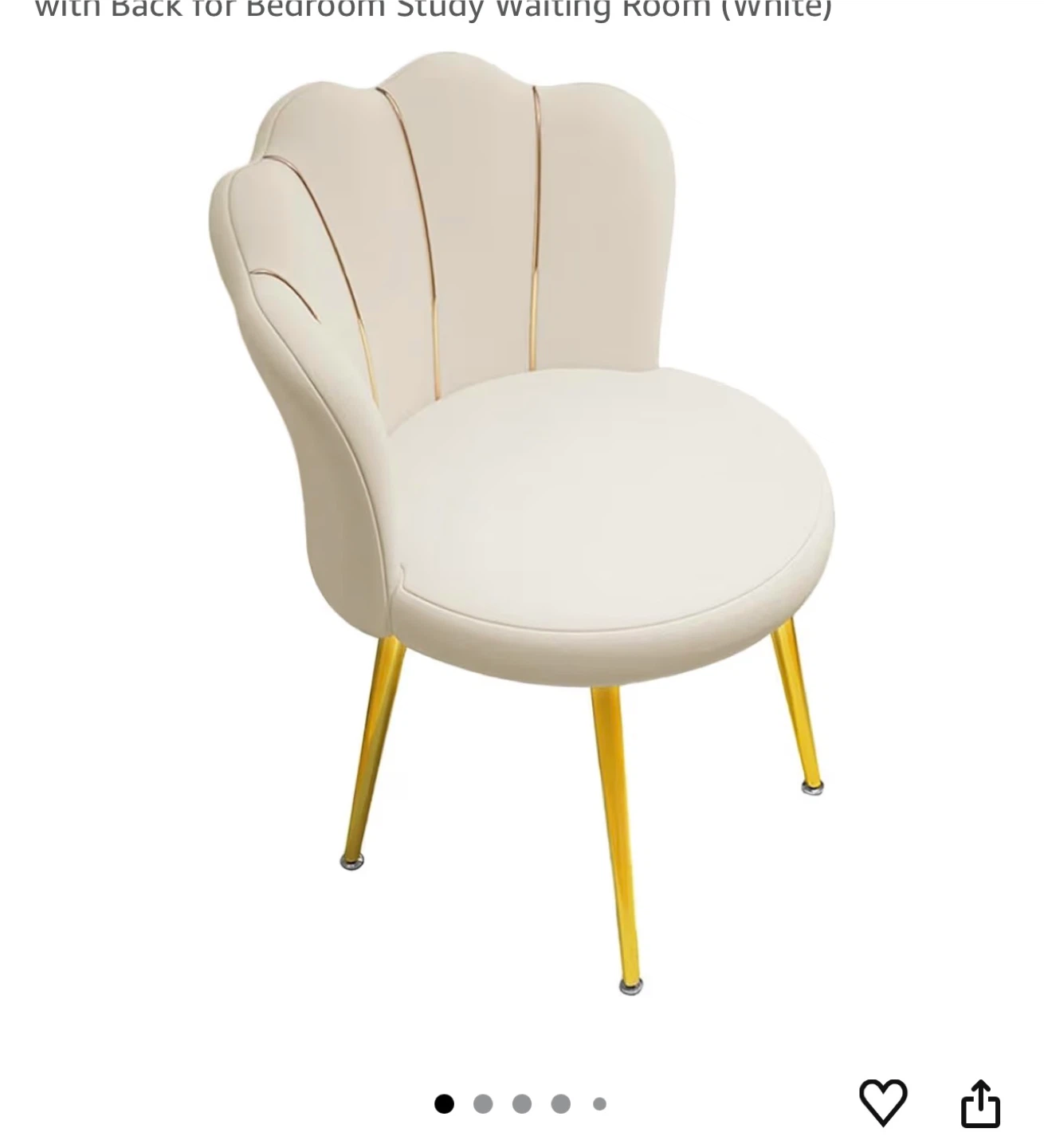 White cream Accent Chair with Gold Legs