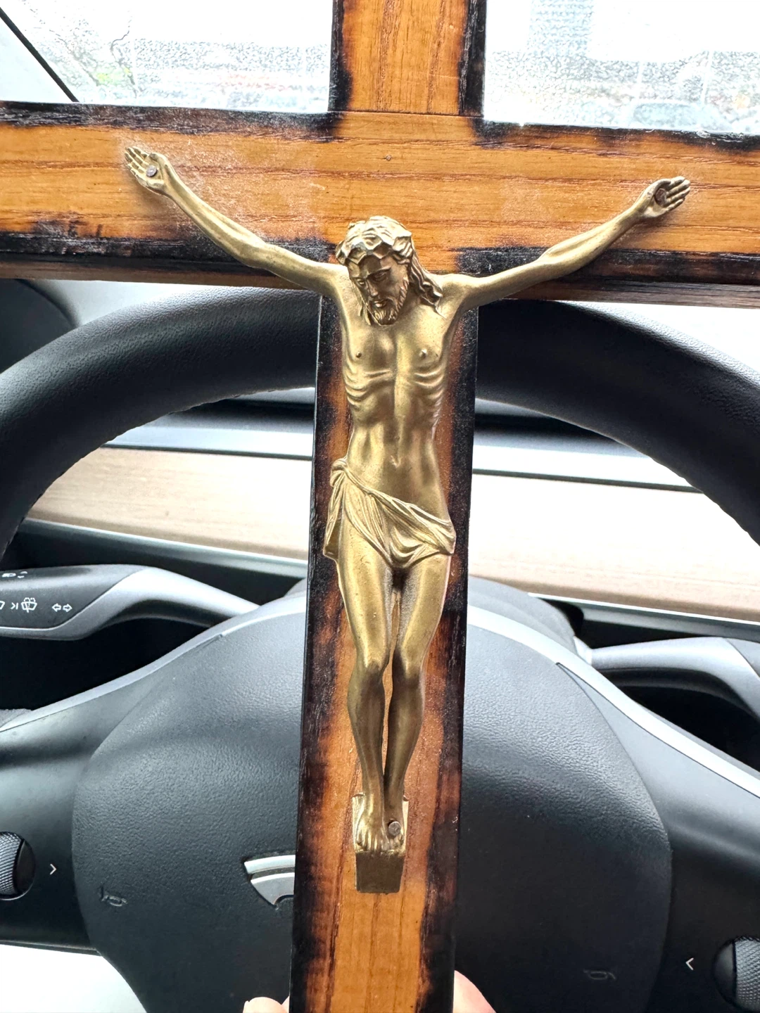 Wooden Crucifix with Metal Jesus Figure