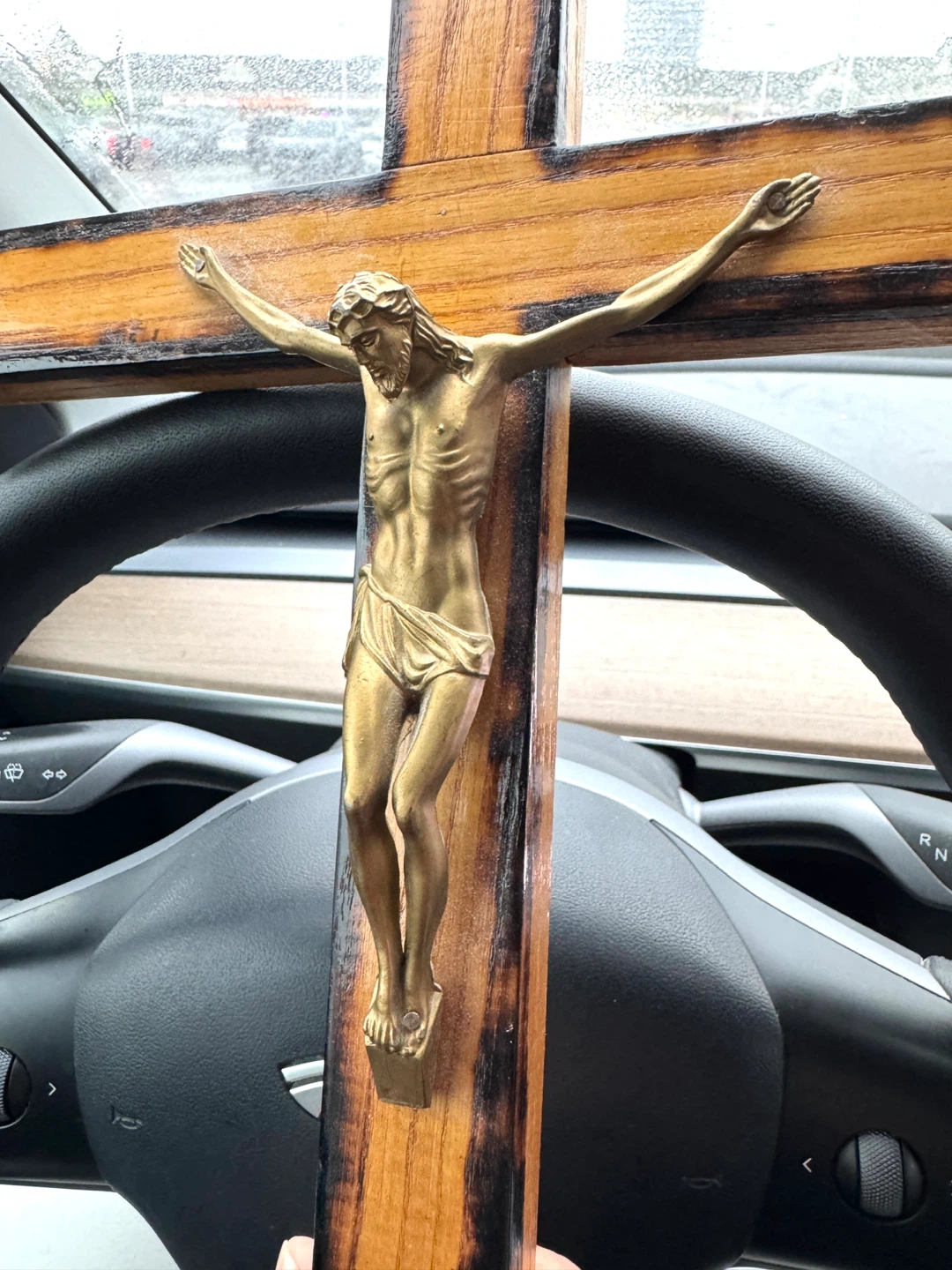 Wooden Crucifix with Metal Jesus Figure - photo 4