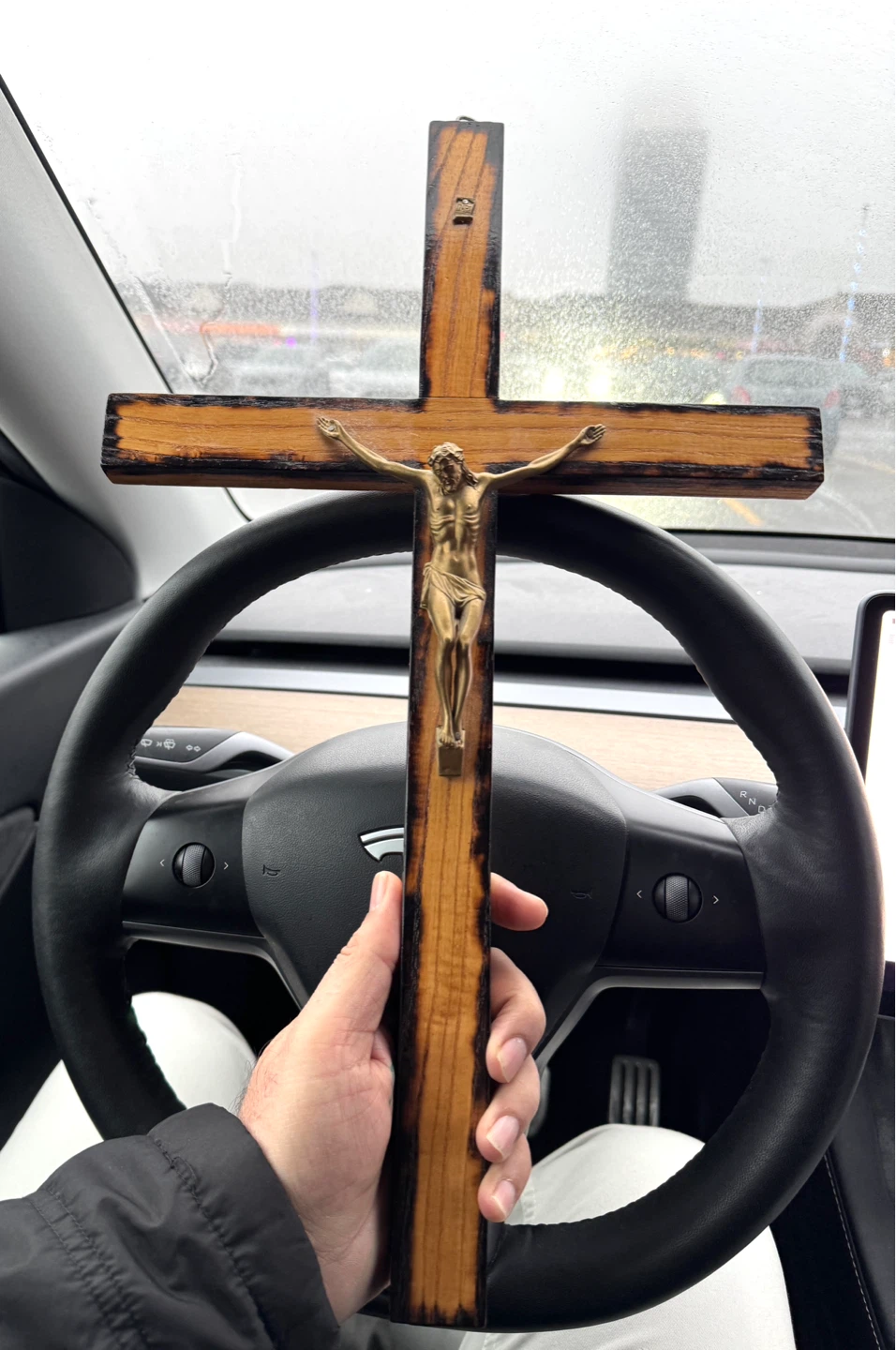 Wooden Crucifix with Metal Jesus Figure - photo 2