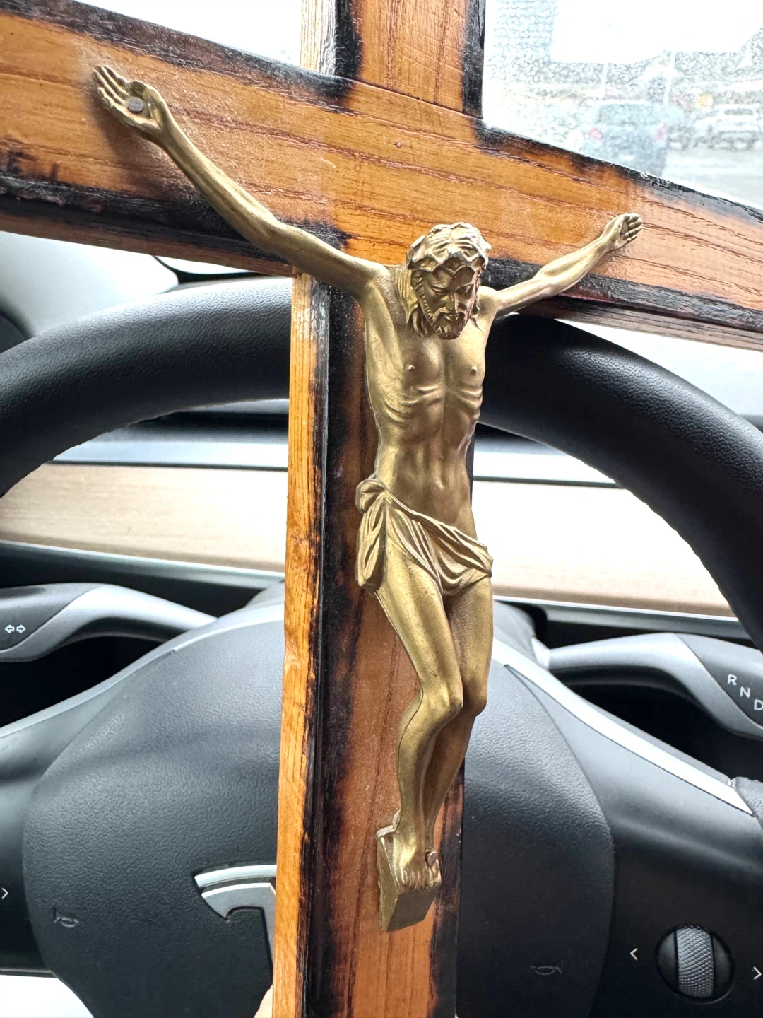 Wooden Crucifix with Metal Jesus Figure - photo 3