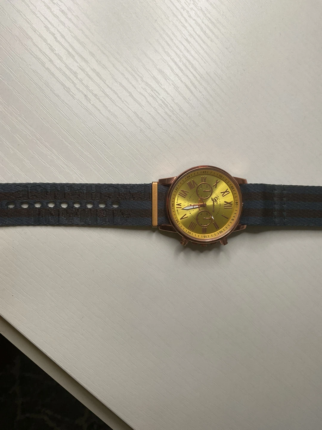Rose Gold Tone Watch with Fabric Strap - photo 2