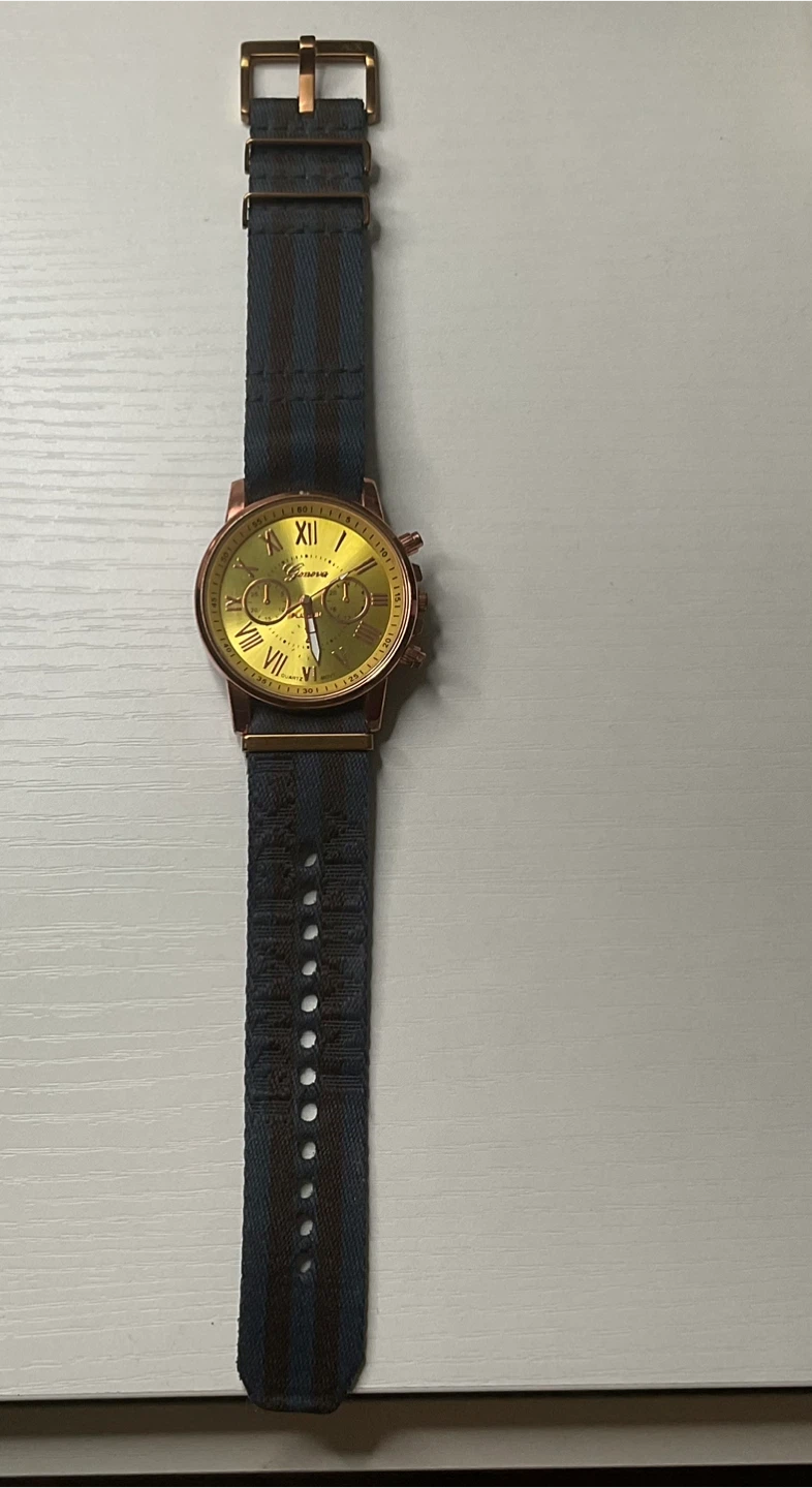 Rose Gold Tone Watch with Fabric Strap