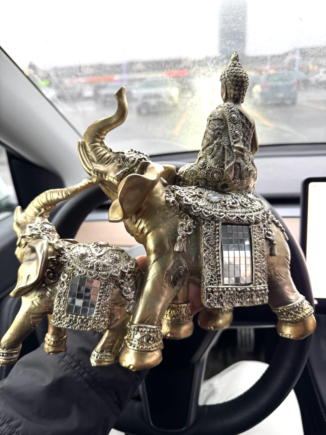 Golden Buddha on Elephants Figurine - photo 3