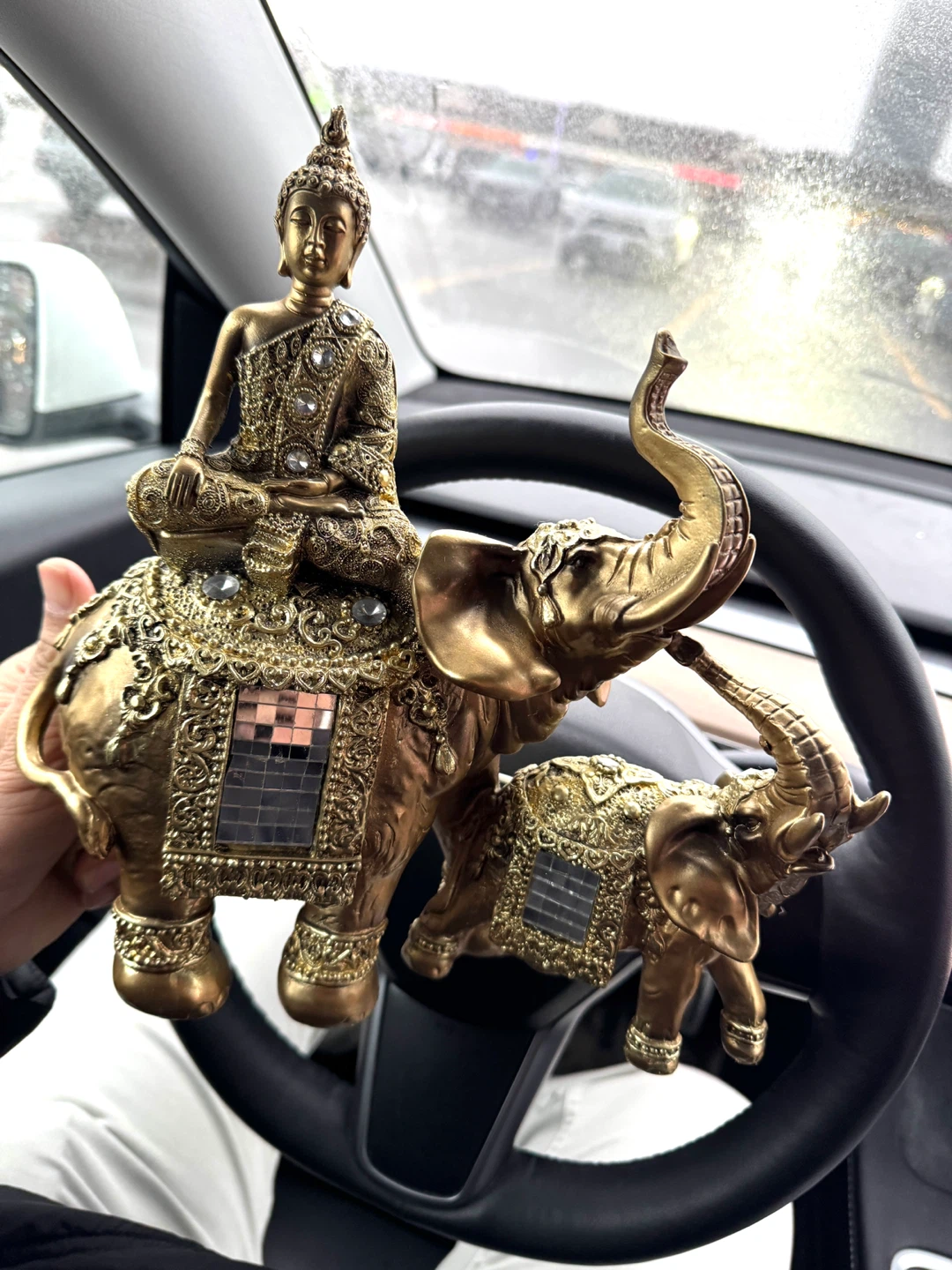 Golden Buddha on Elephants Figurine - photo 2