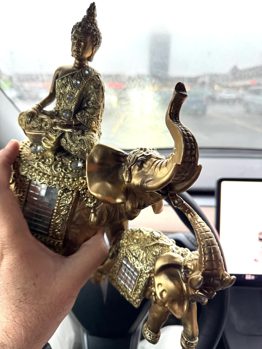 Golden Buddha on Elephants Figurine - photo 4