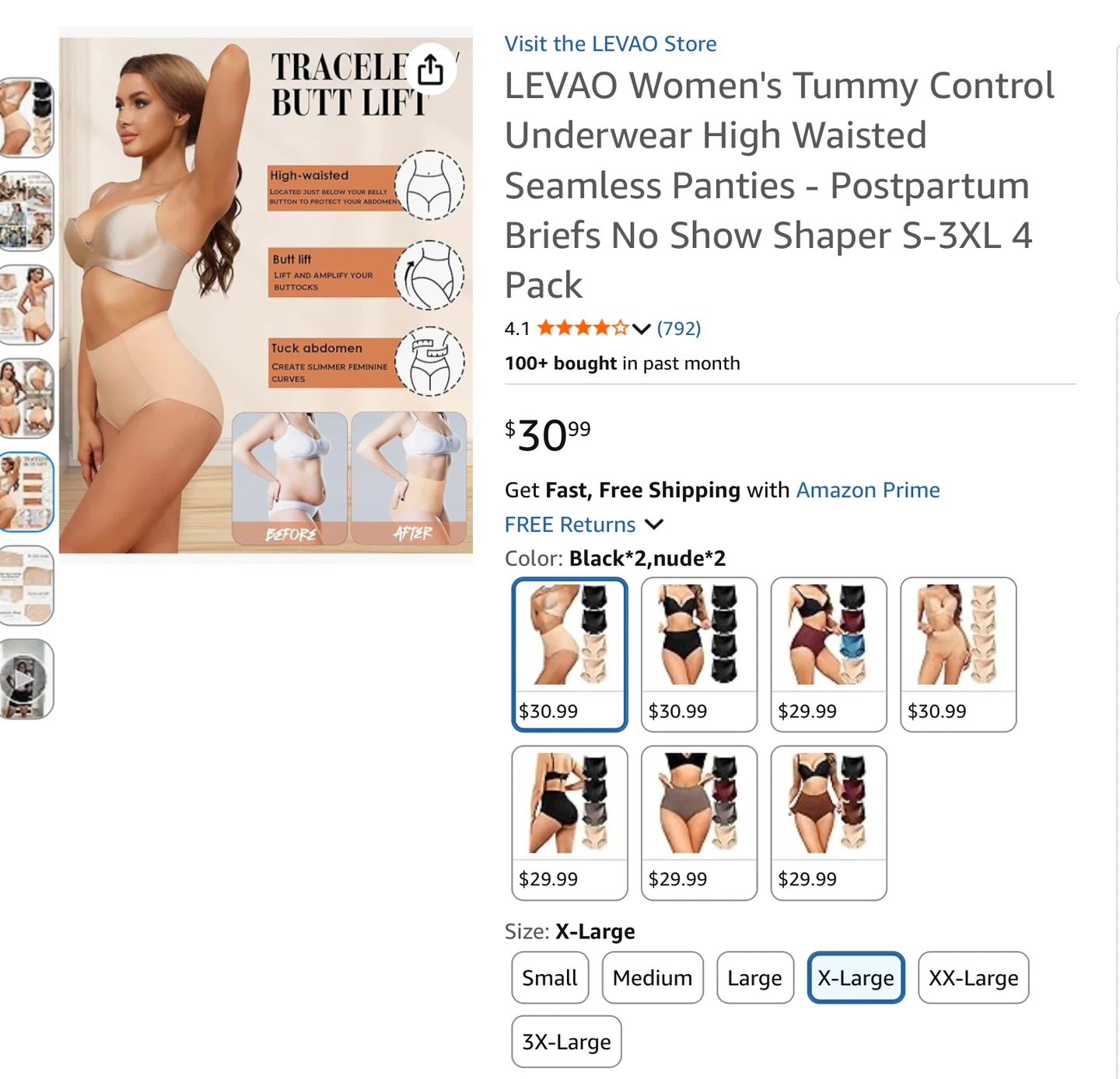 LEVAO Women's Tummy Control High Waisted Seamless Panties 4 Pack - photo 3