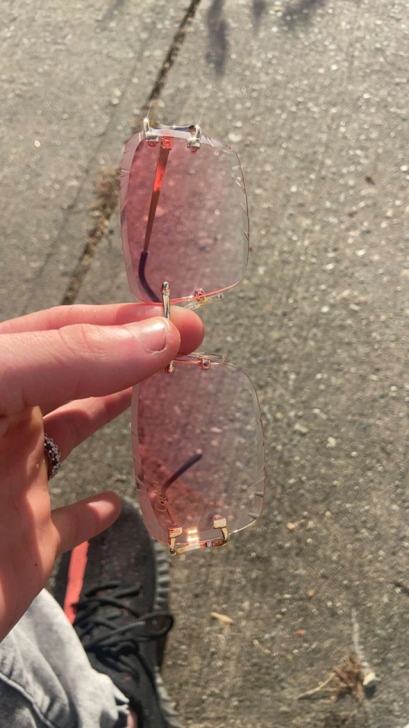Pink Rimless Sunglasses