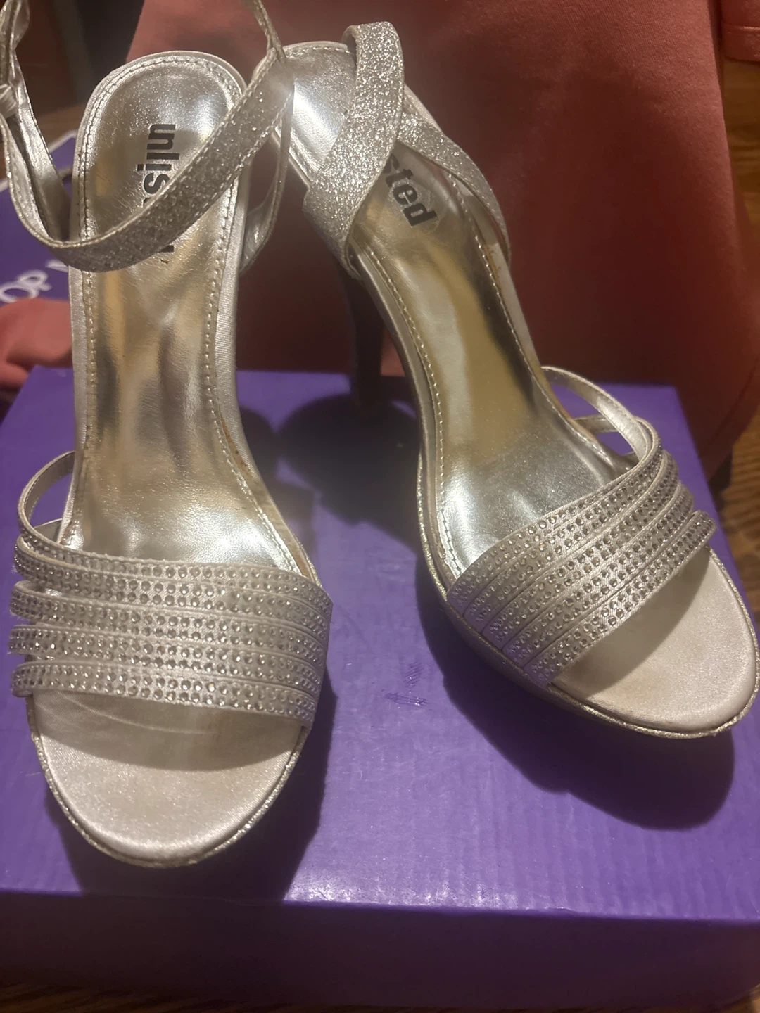Silver Embellished Heeled Sandals
