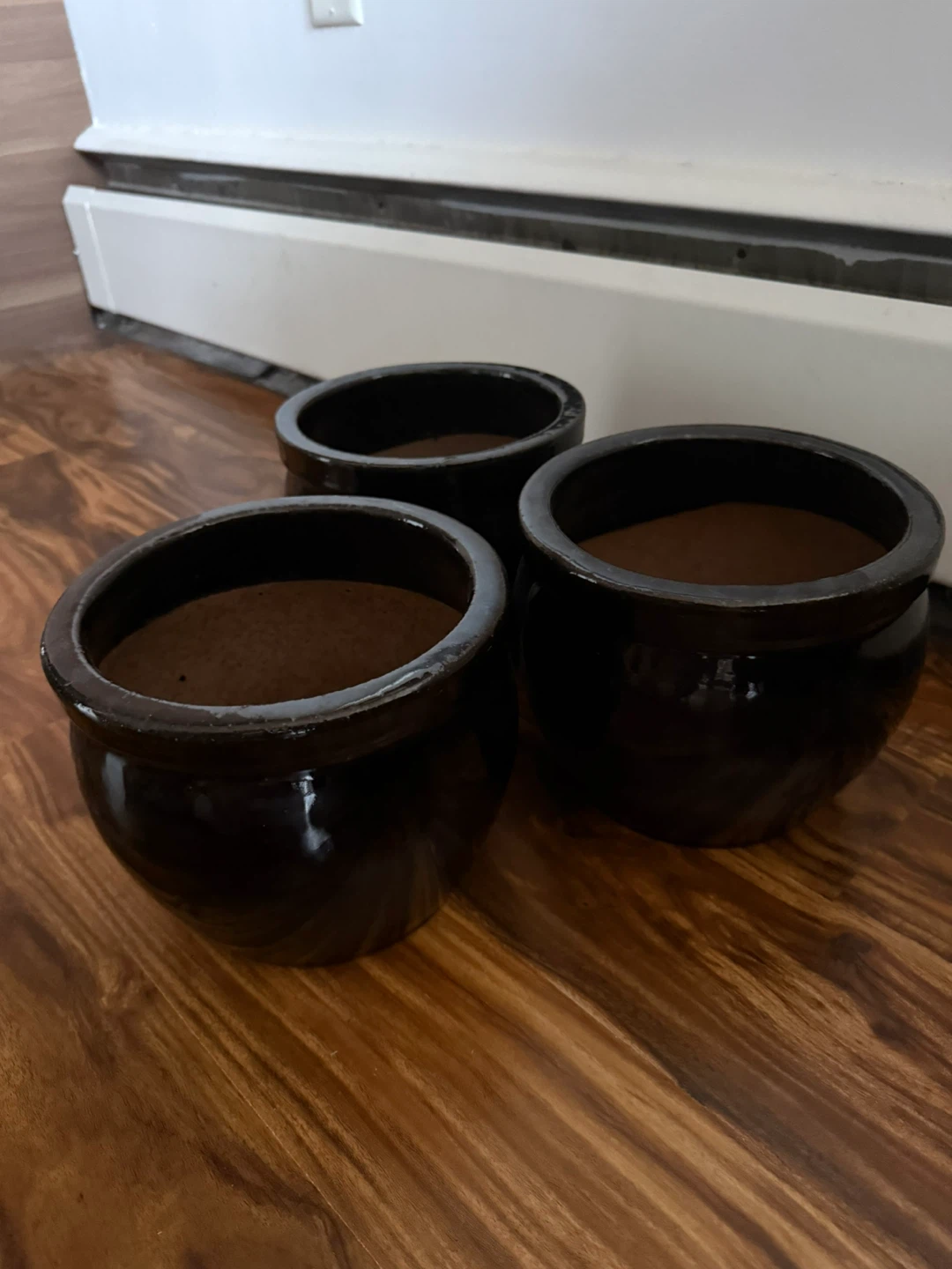 Set of 3 Black Ceramic Planters - photo 2