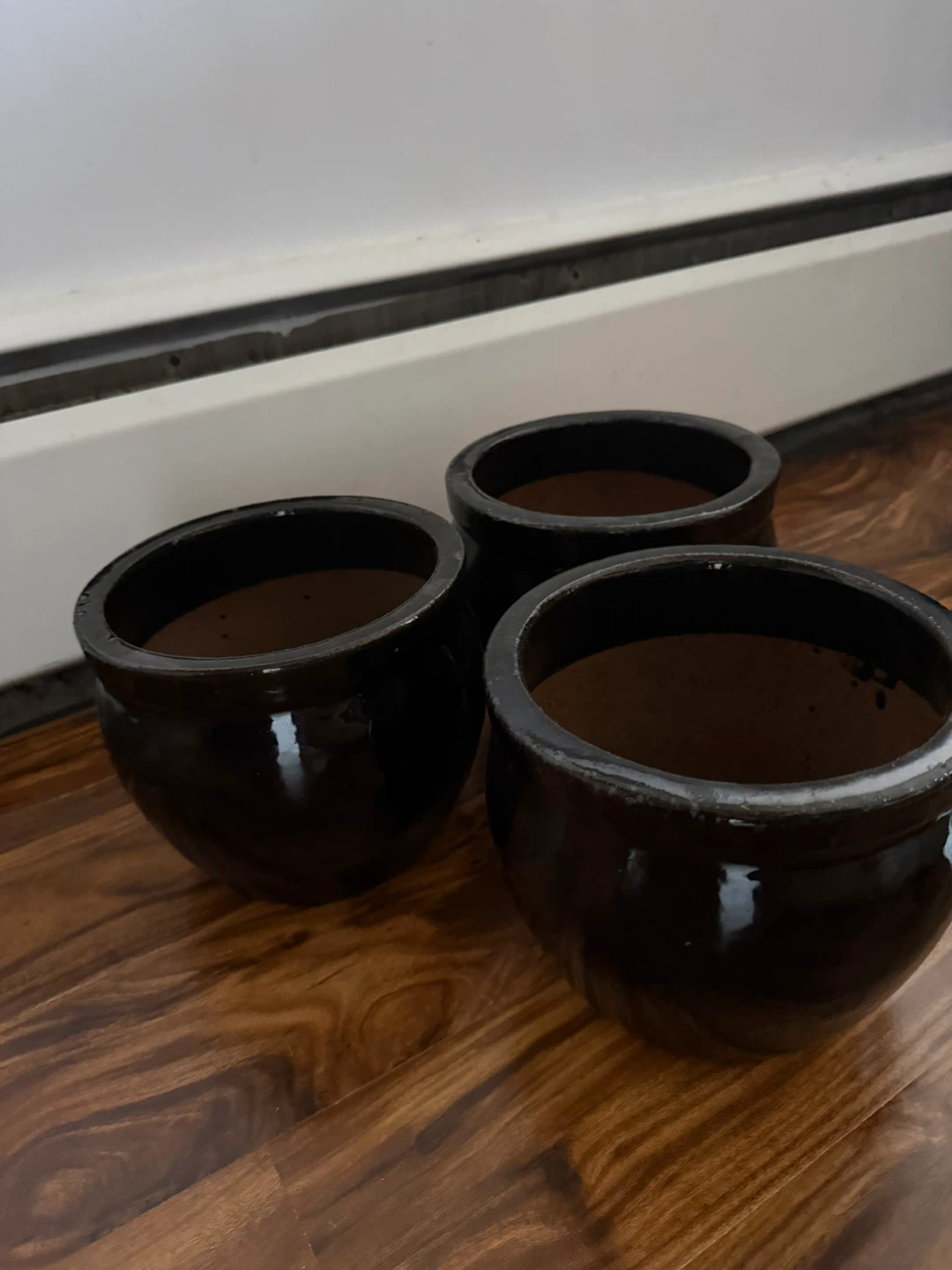 Set of 3 Black Ceramic Planters - photo 3