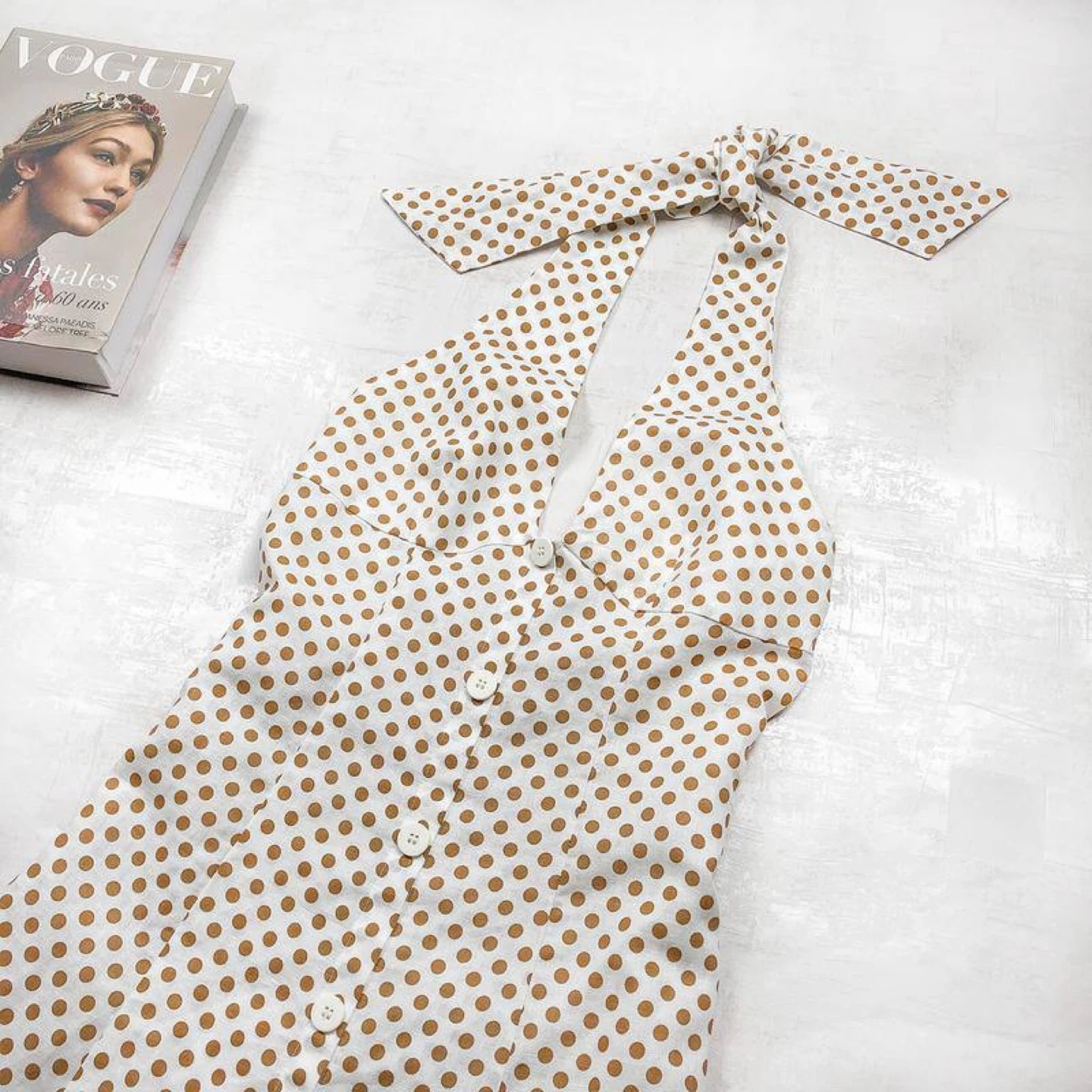 ZARA Cream Polka Dot Linen Midi Dress – Size L - photo 4