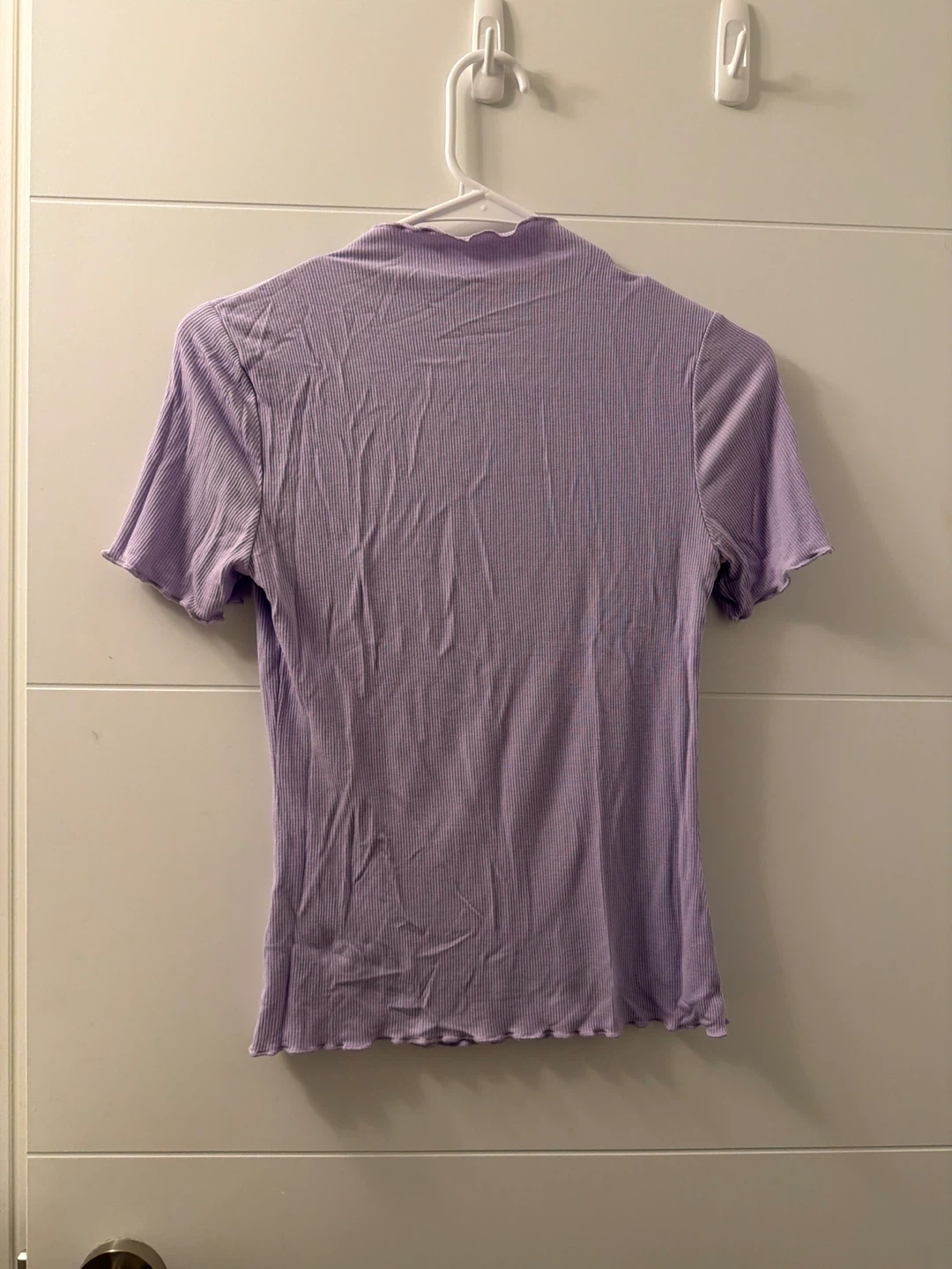 Lavender Ribbed Mock Neck T-Shirt - photo 2